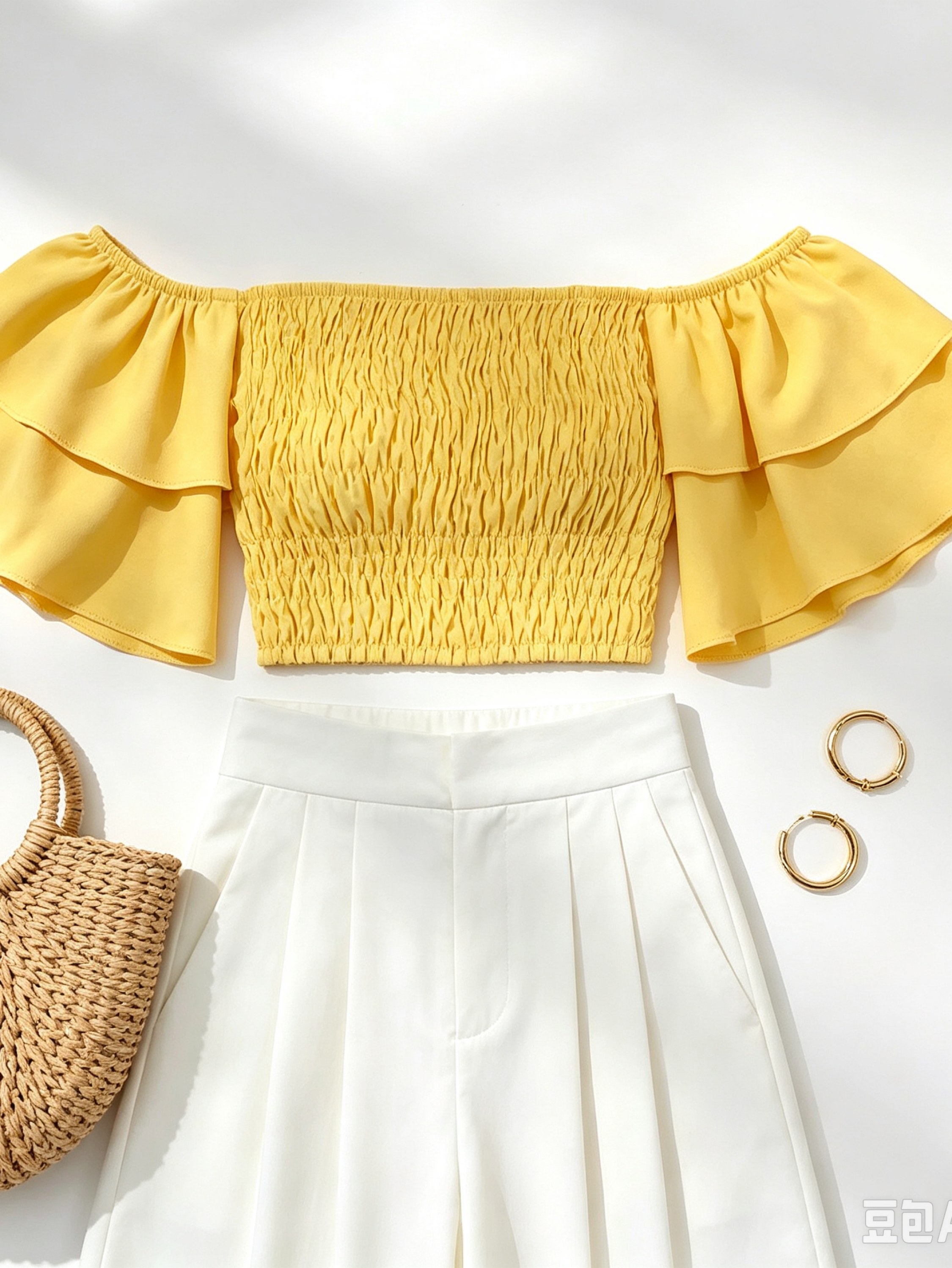 Cropped babado de ombro