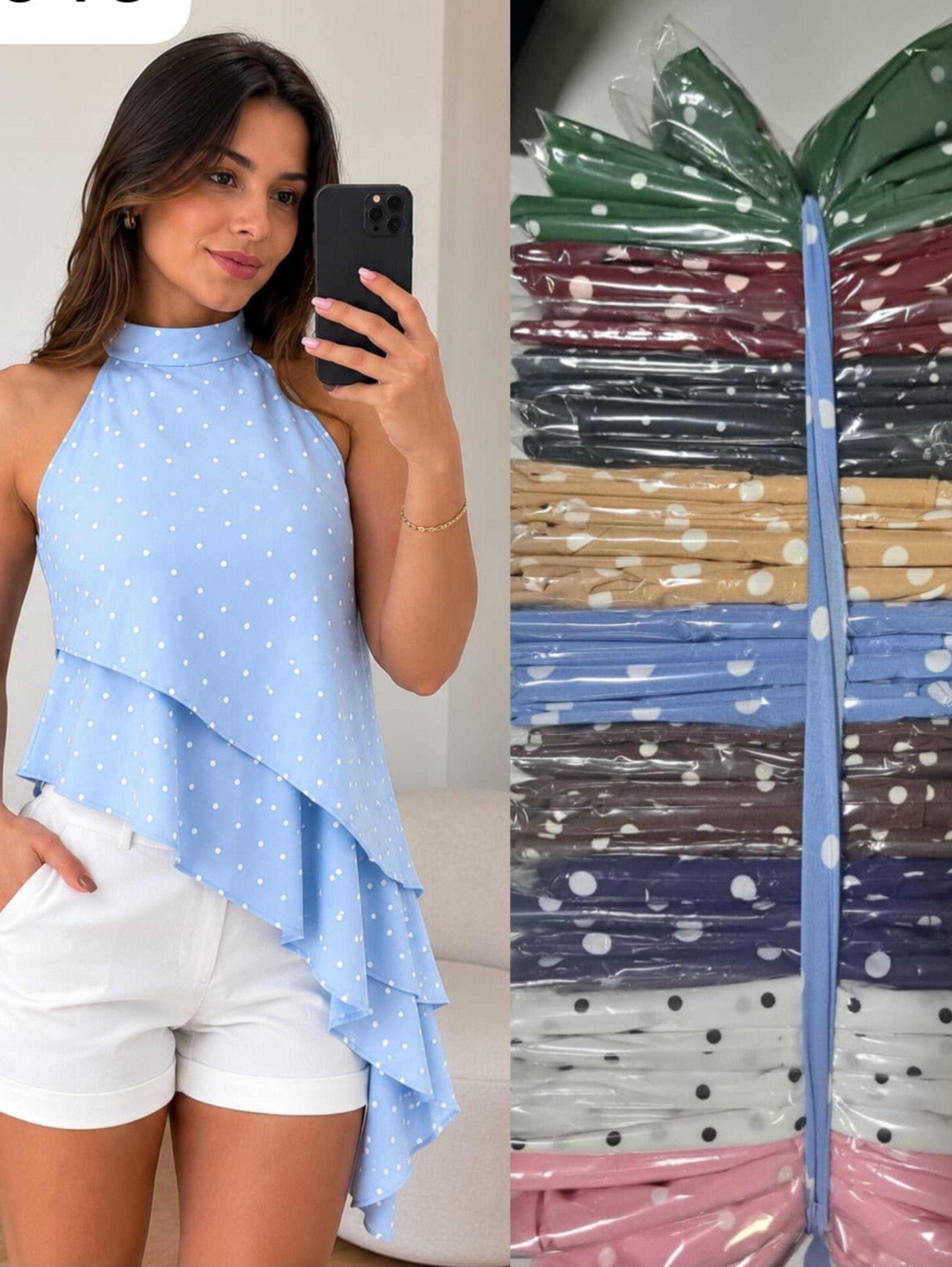 Blusa gola alta 2 babado