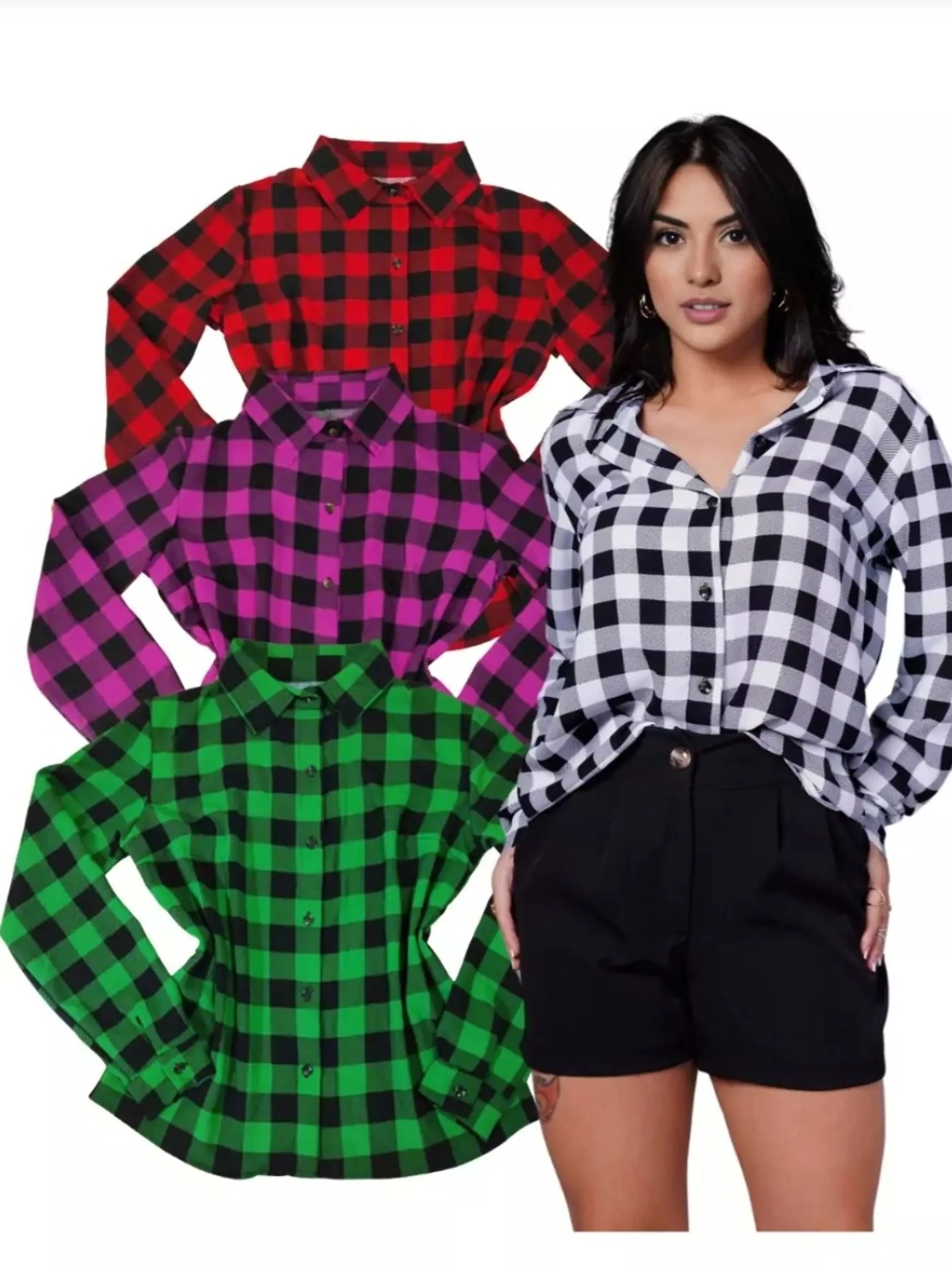 Camisa manga longa xadrez