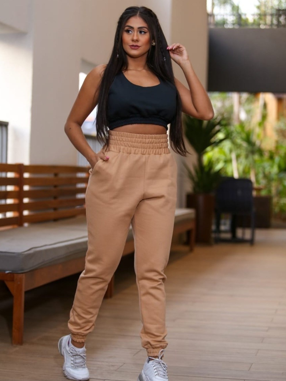 Calça jogger moletom flanelada