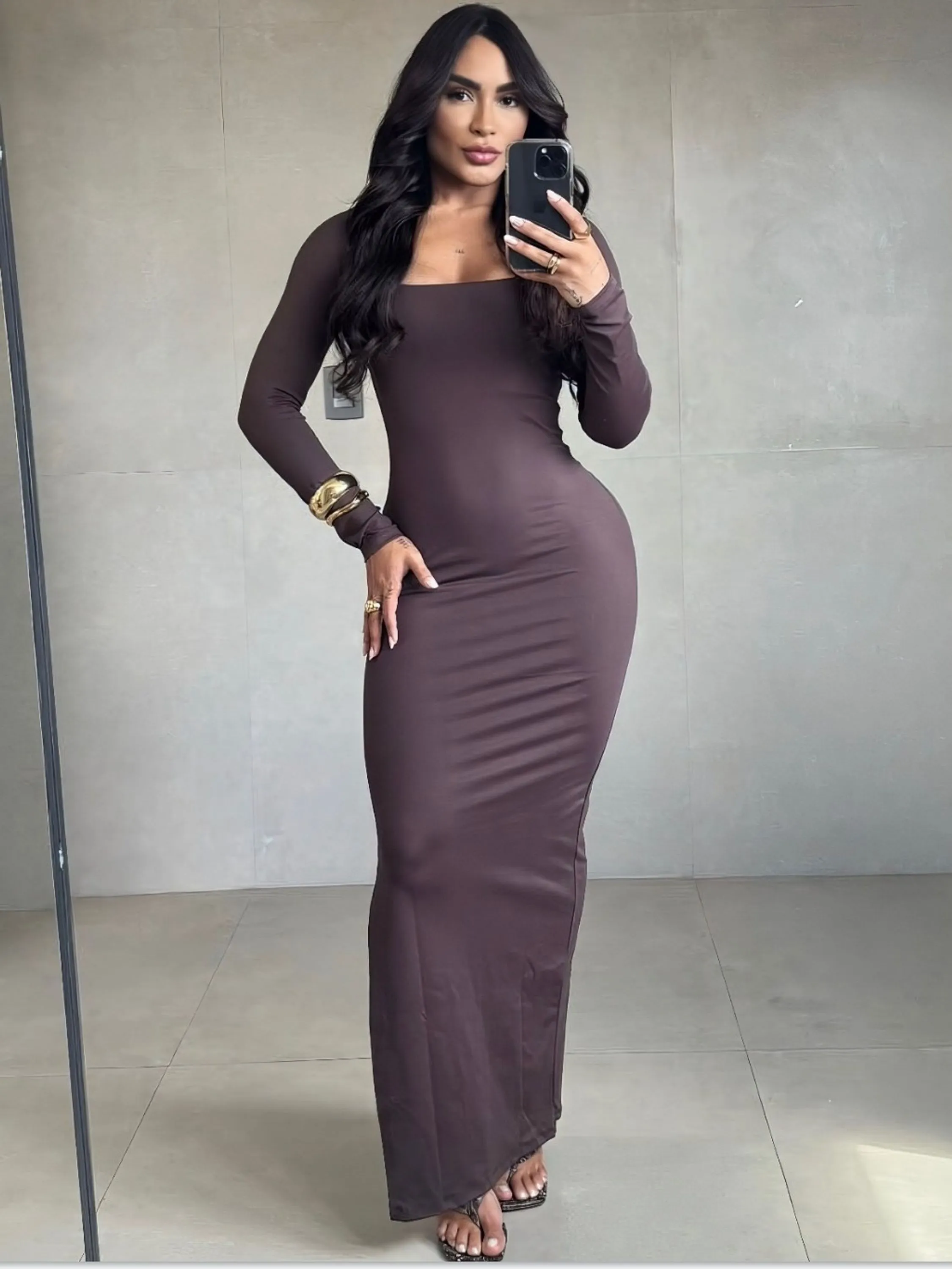 Vestido longo quadrado