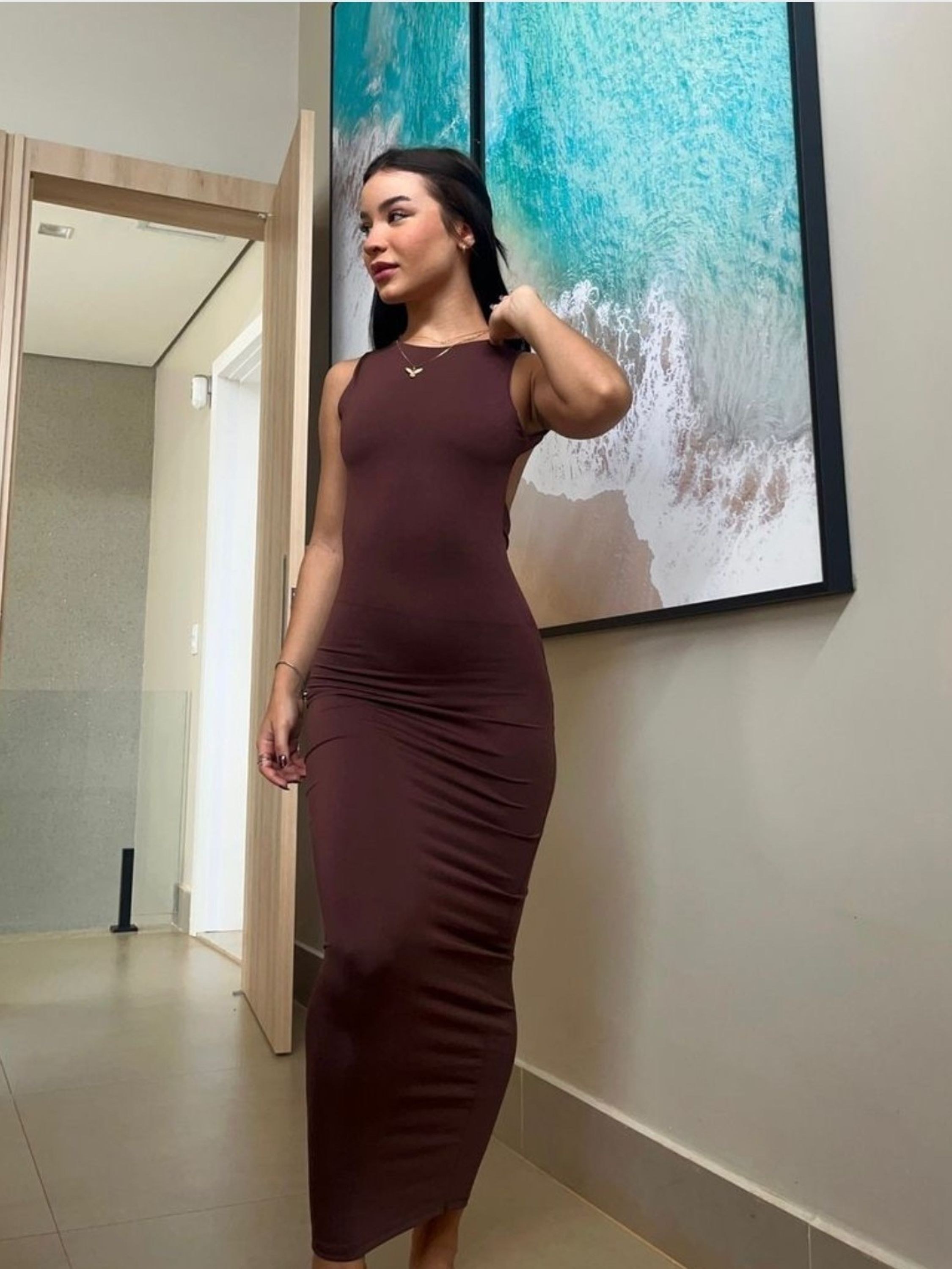 Vestido safira com forro duplo