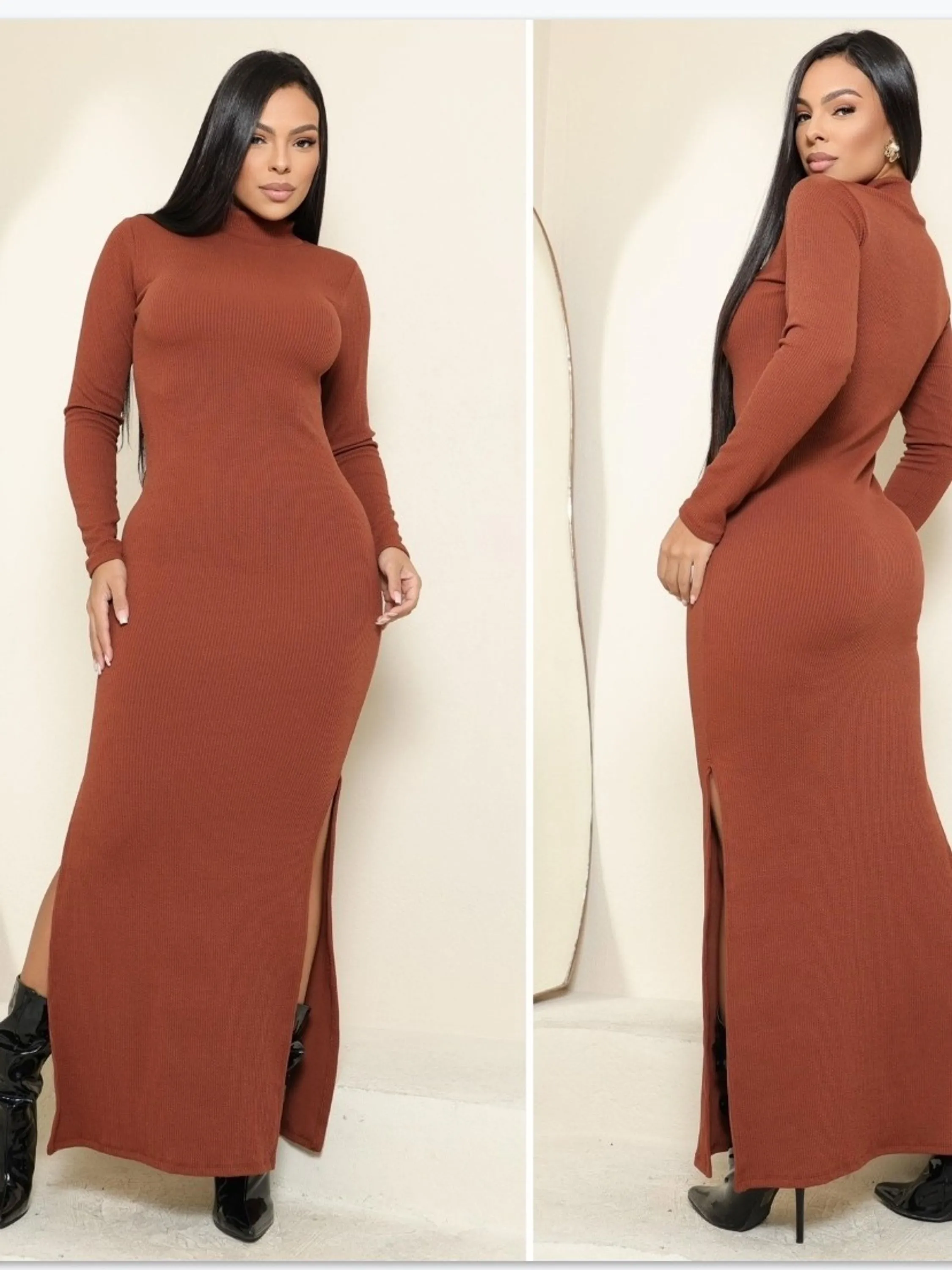 Vestido longo com fenda