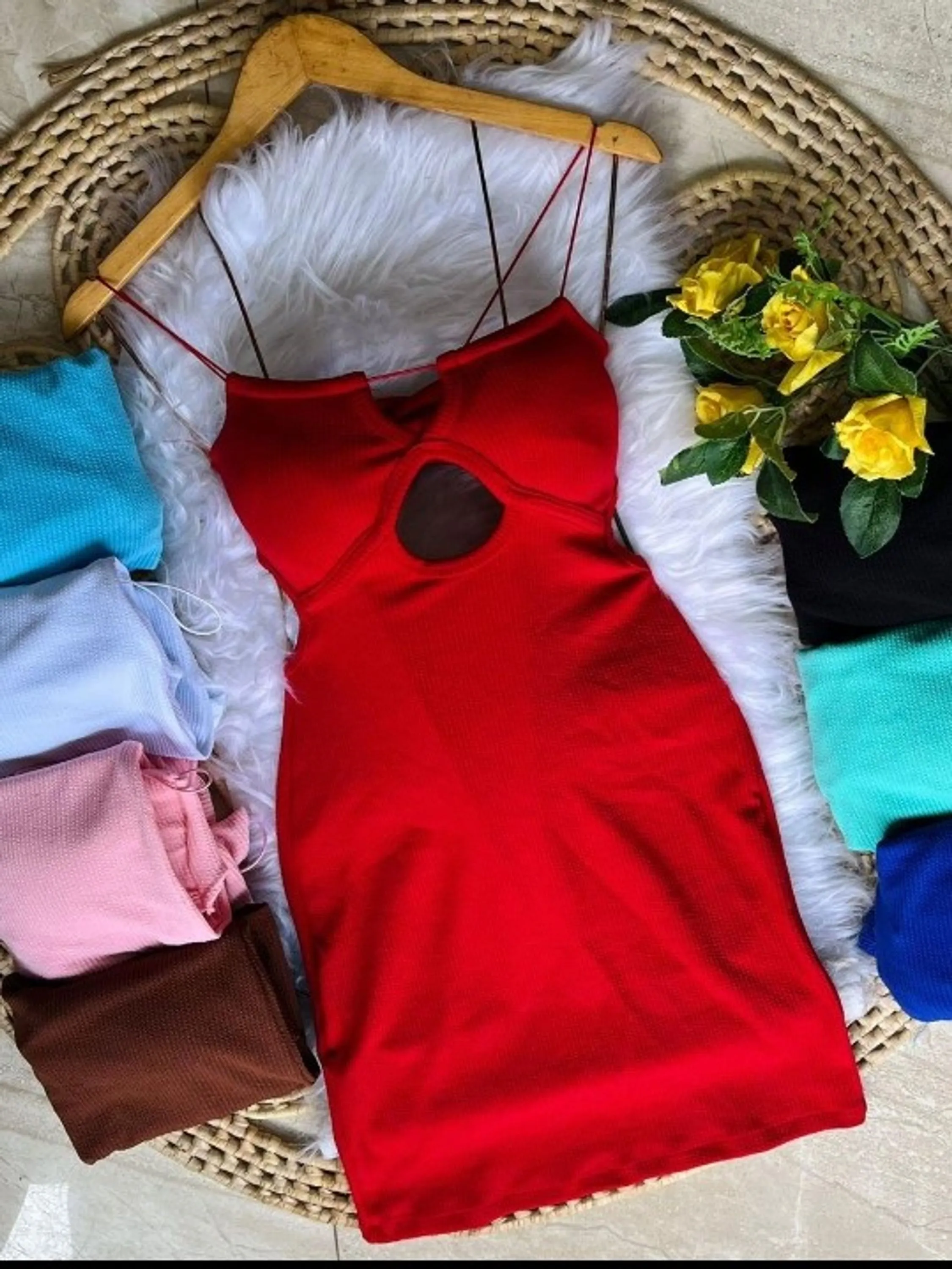 Vestido com alça de elástico canelado Anaruga