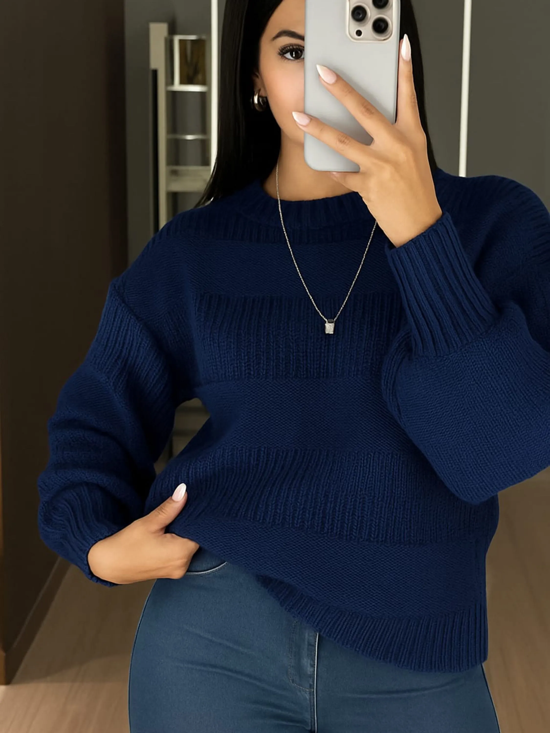 Blusa Detalhe em Listras Tendência