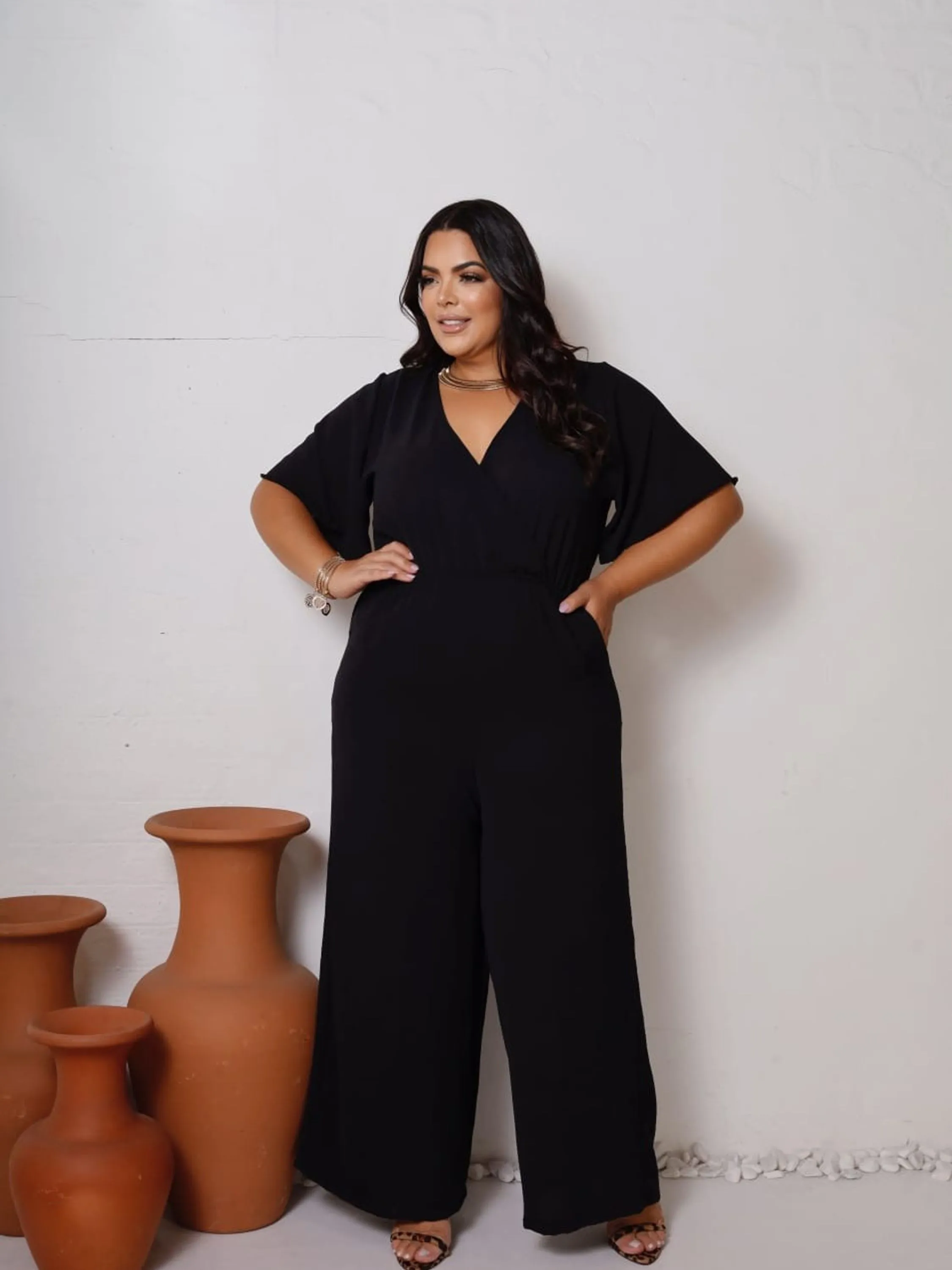 Macacão de manga Plus size
