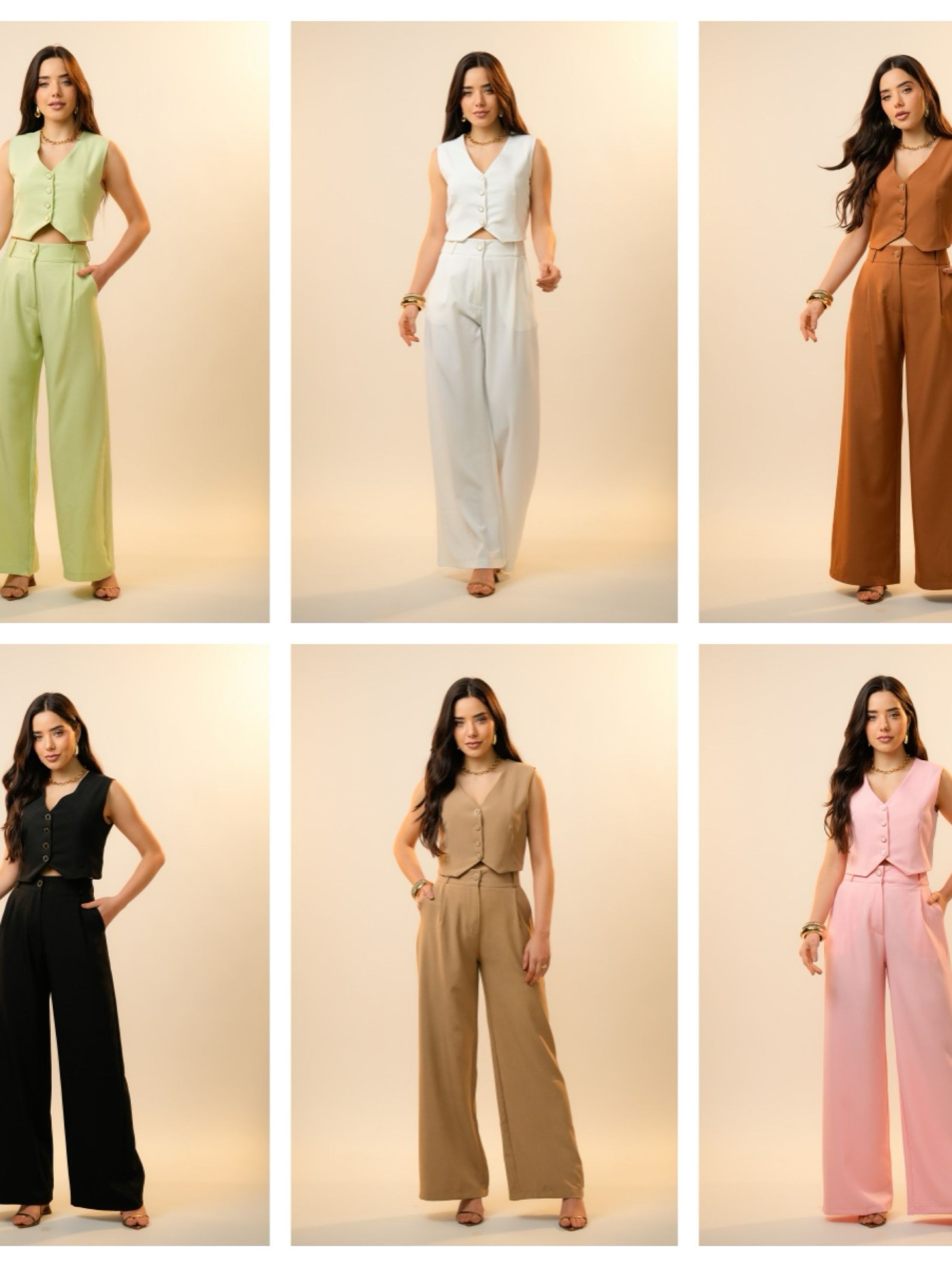 Conjunto de Twil colete e calca detalhe de botões forrado