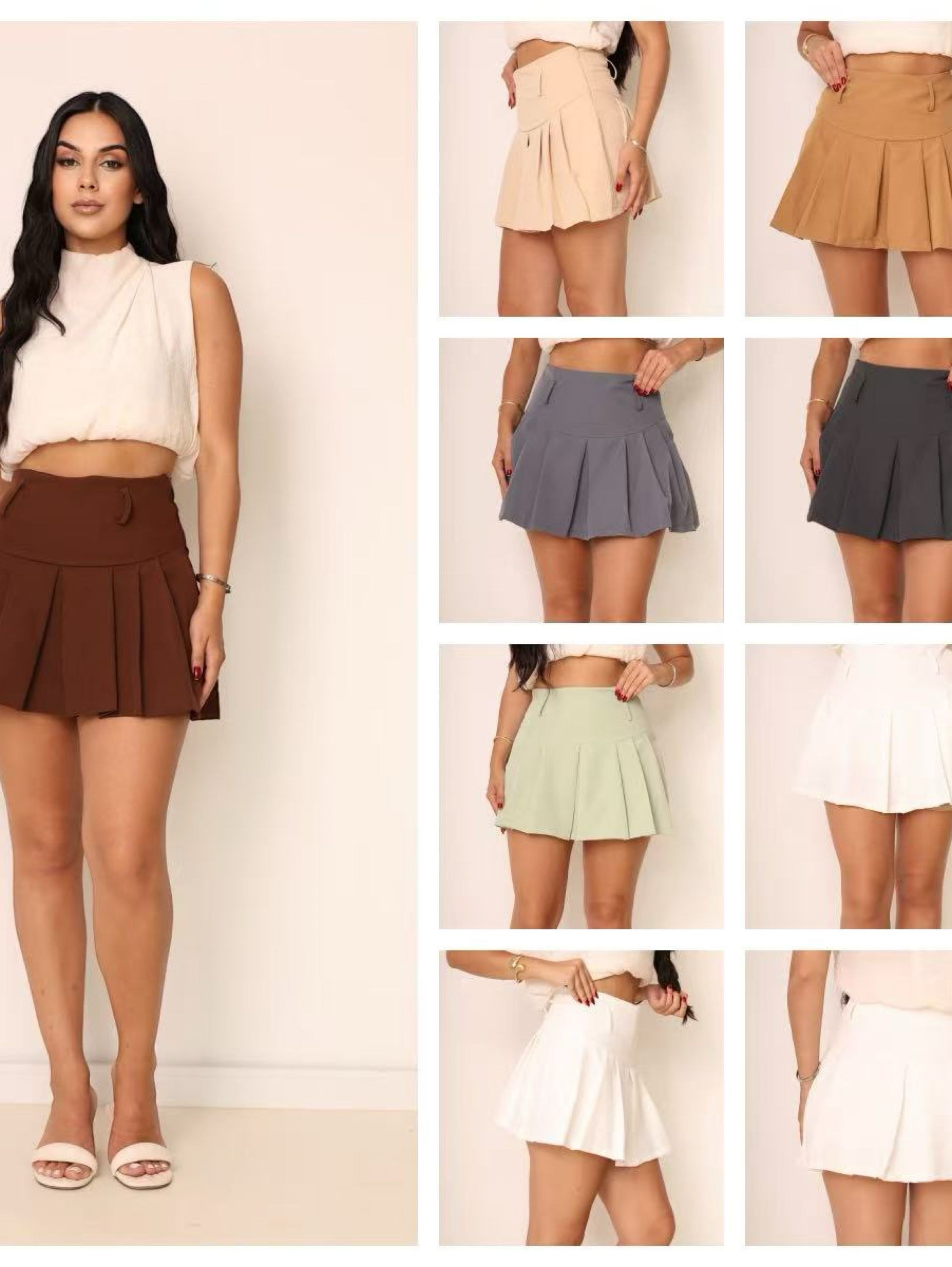 SHORT SAIA PLISSADO BABADO DE ALFAIATARIA