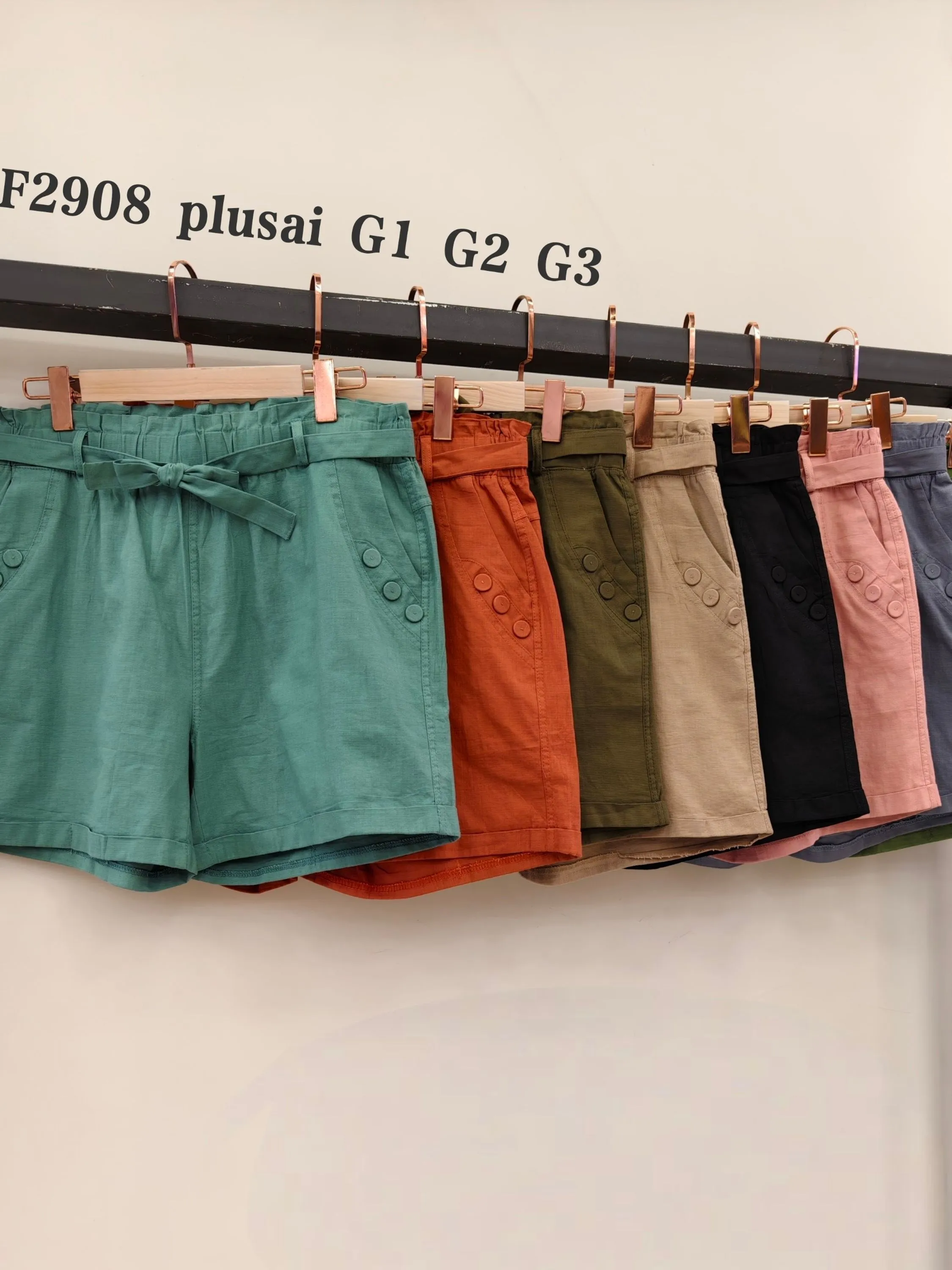 short plusai linho importado femininas MF2908