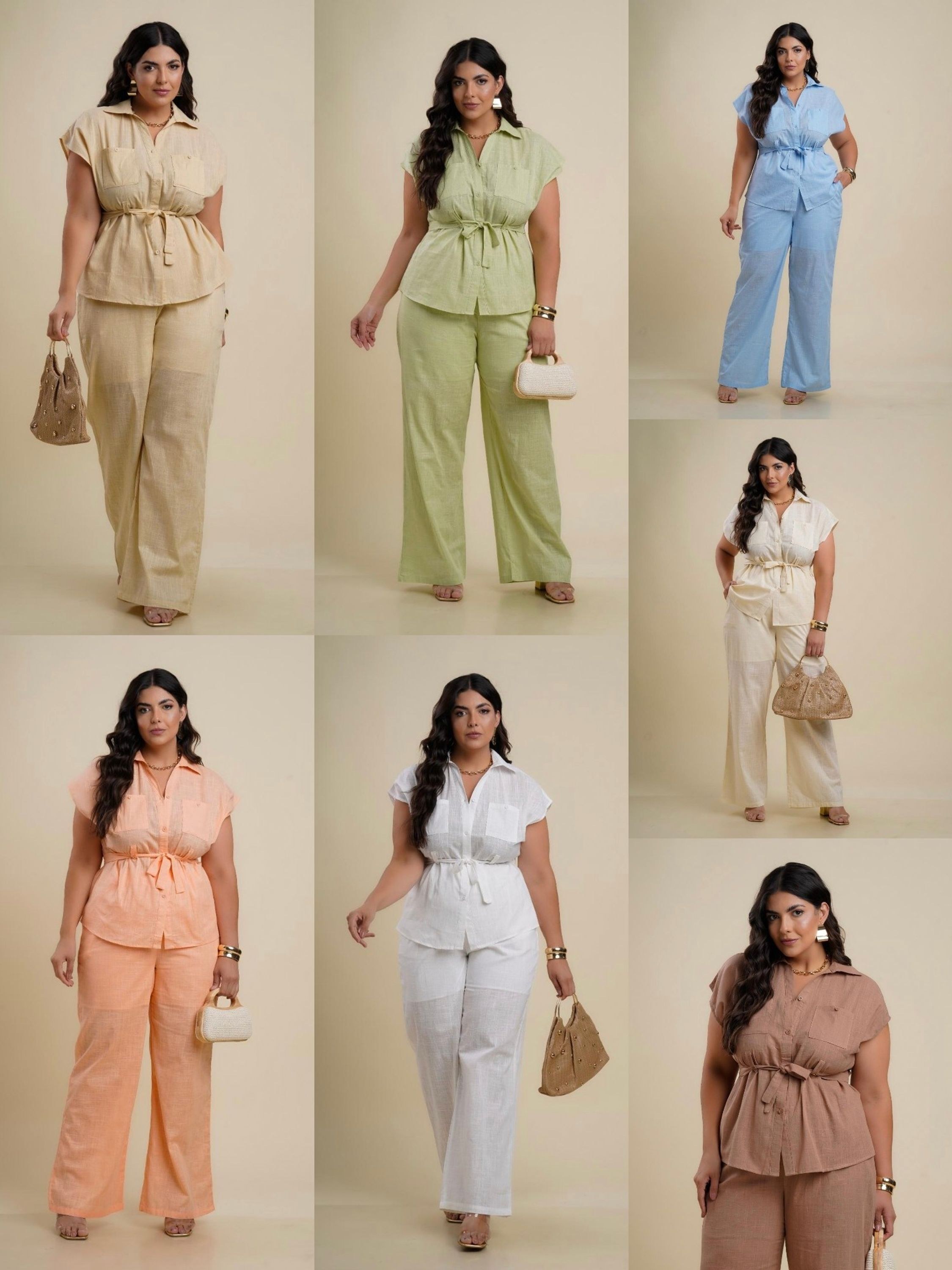 conjunto plus size Linho femininas(calça+forro)LD74311P