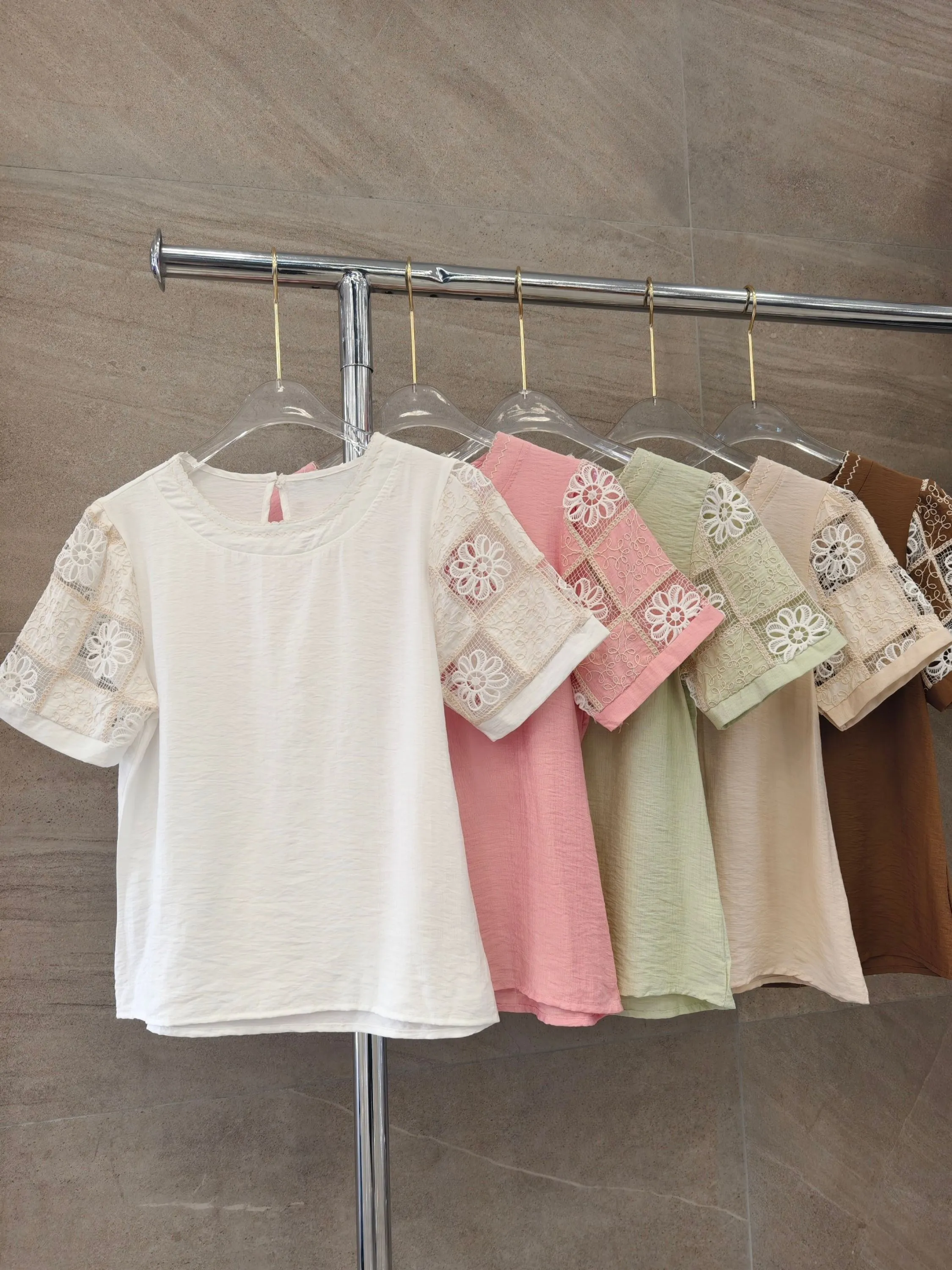 Camiseta bordado Linho importado femininas modas LD2335