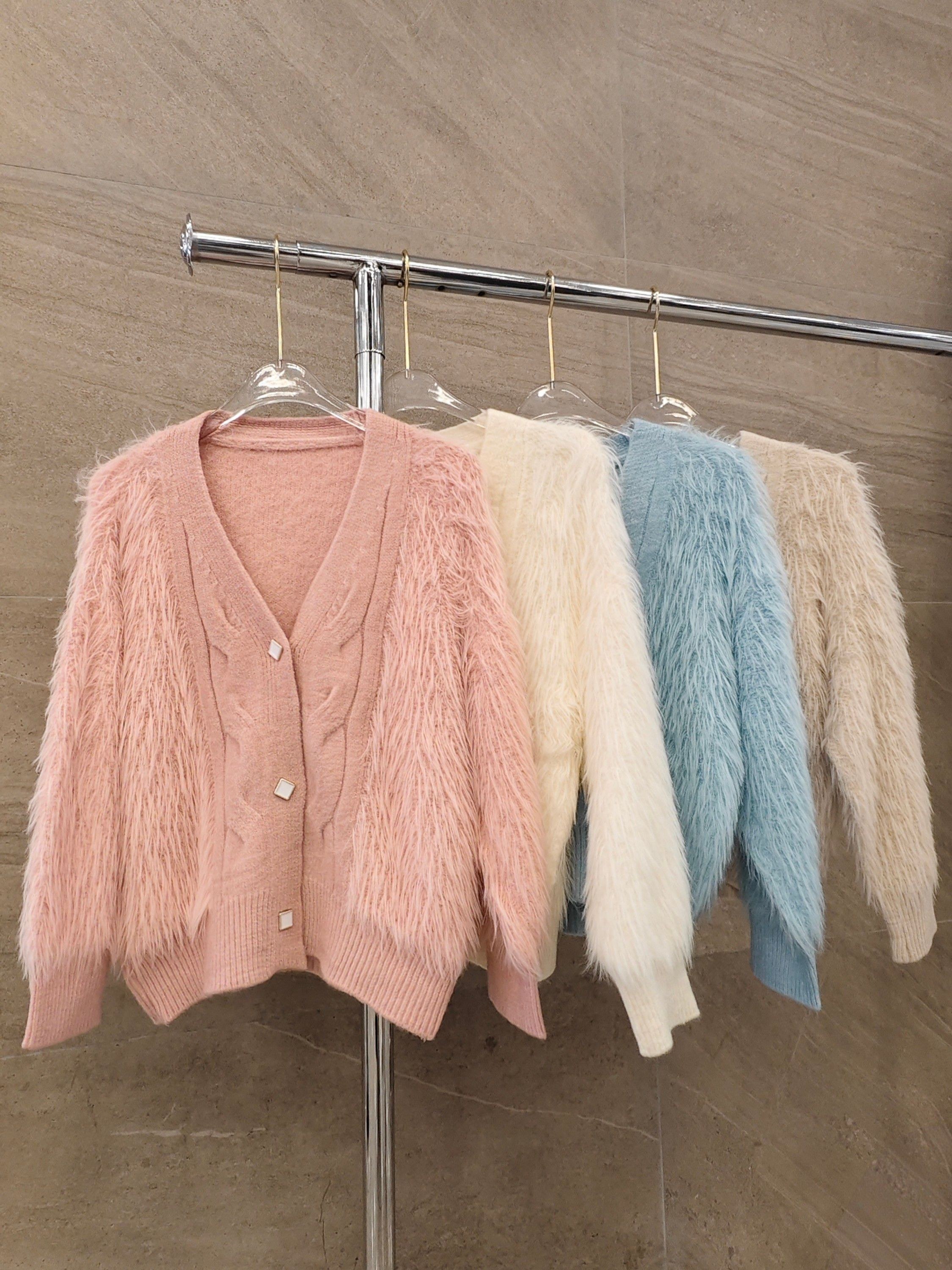 Casaco de tricot com pelinho importado femininas modas 6802