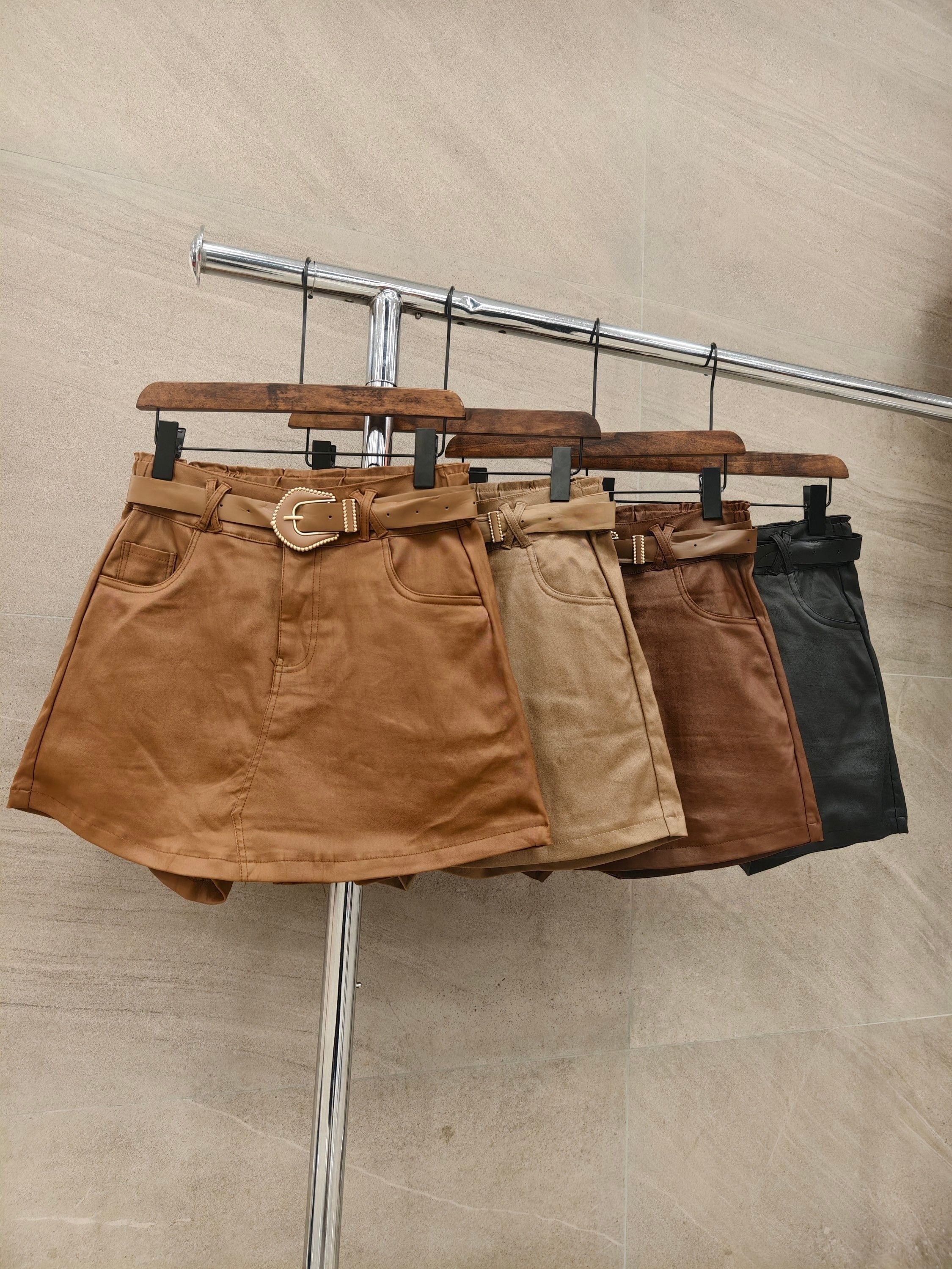 short Saia Resinada importado femininas modas 850#