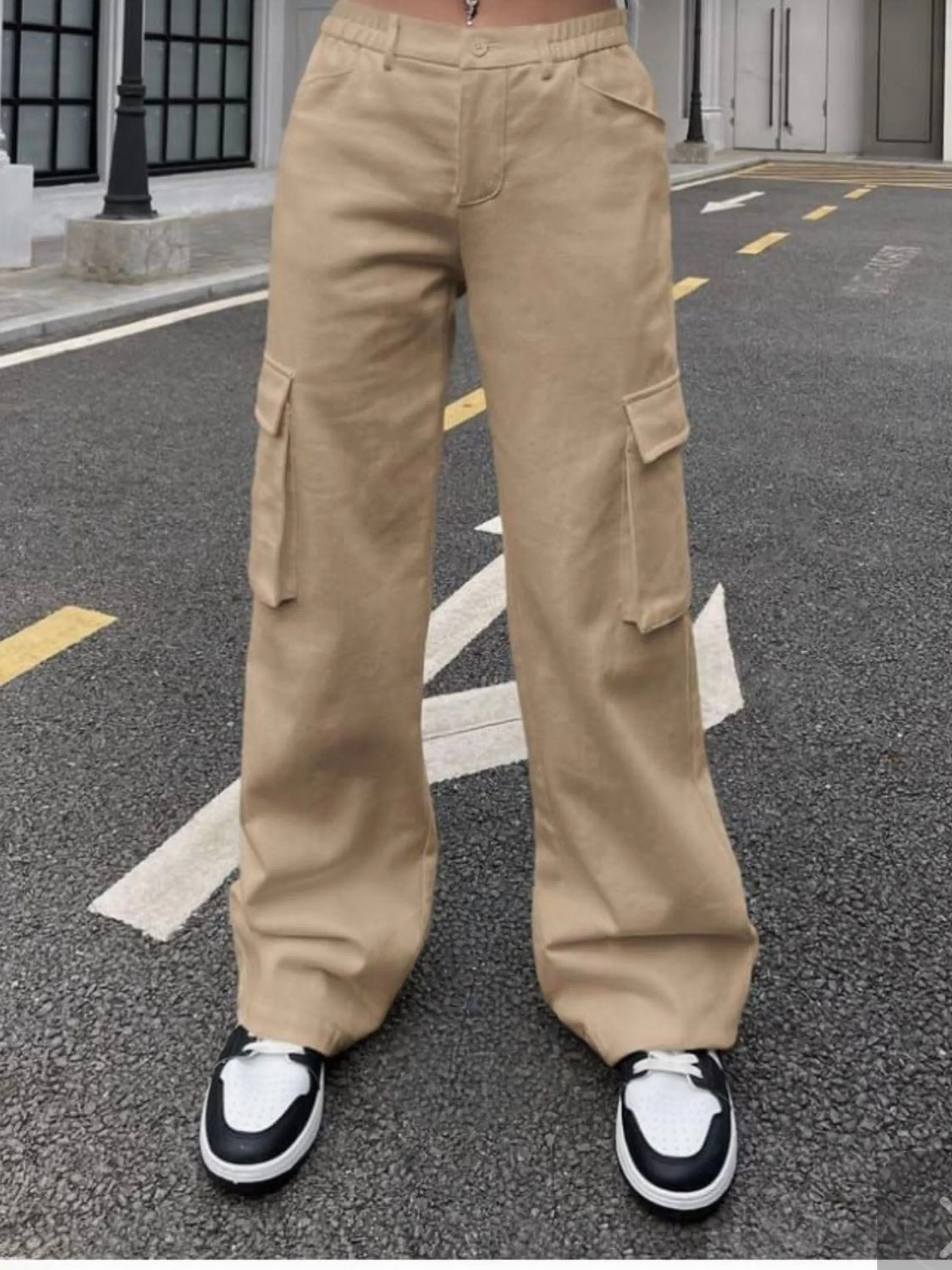 Calça Cargo Alfaiateria Amarrant femininas modas 137#