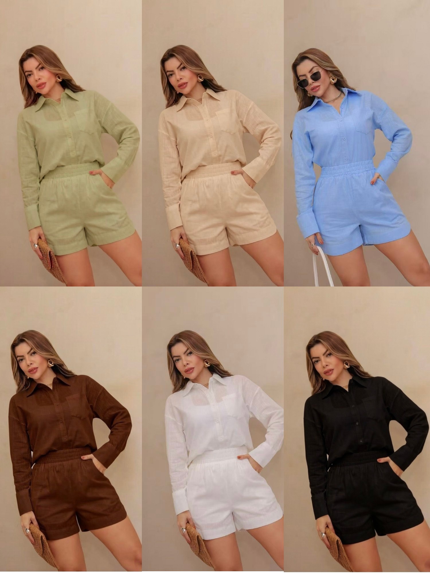 conjunto Linho importado femininas modas LD44615