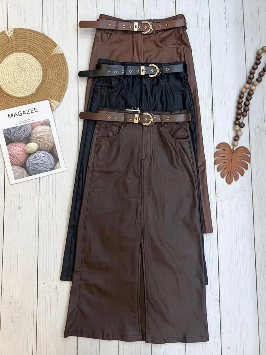 Saia midi Resnada com flanelada femininas modas E4353