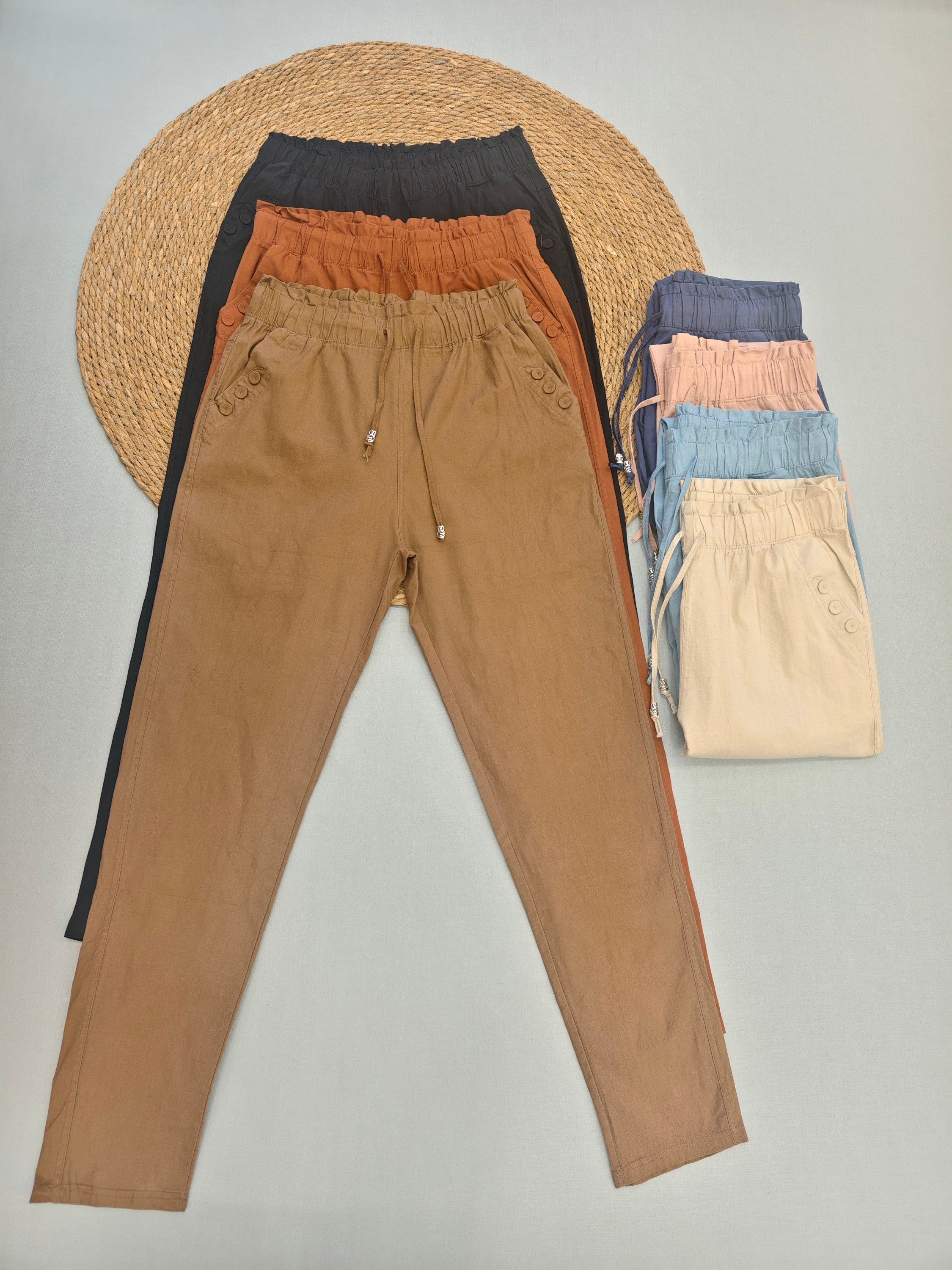 calça Linho com Elastico importado femininas modas M902M