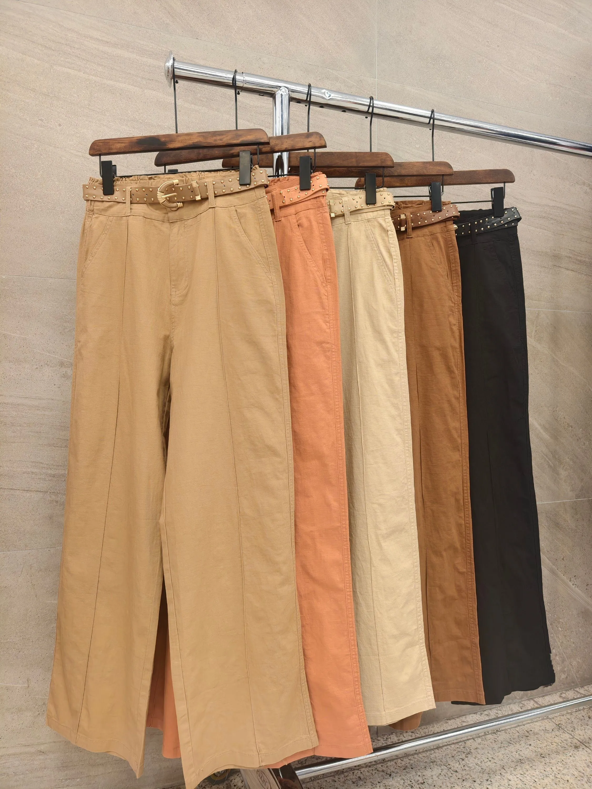 Calça pantalona Linho importado femininas modas 832#