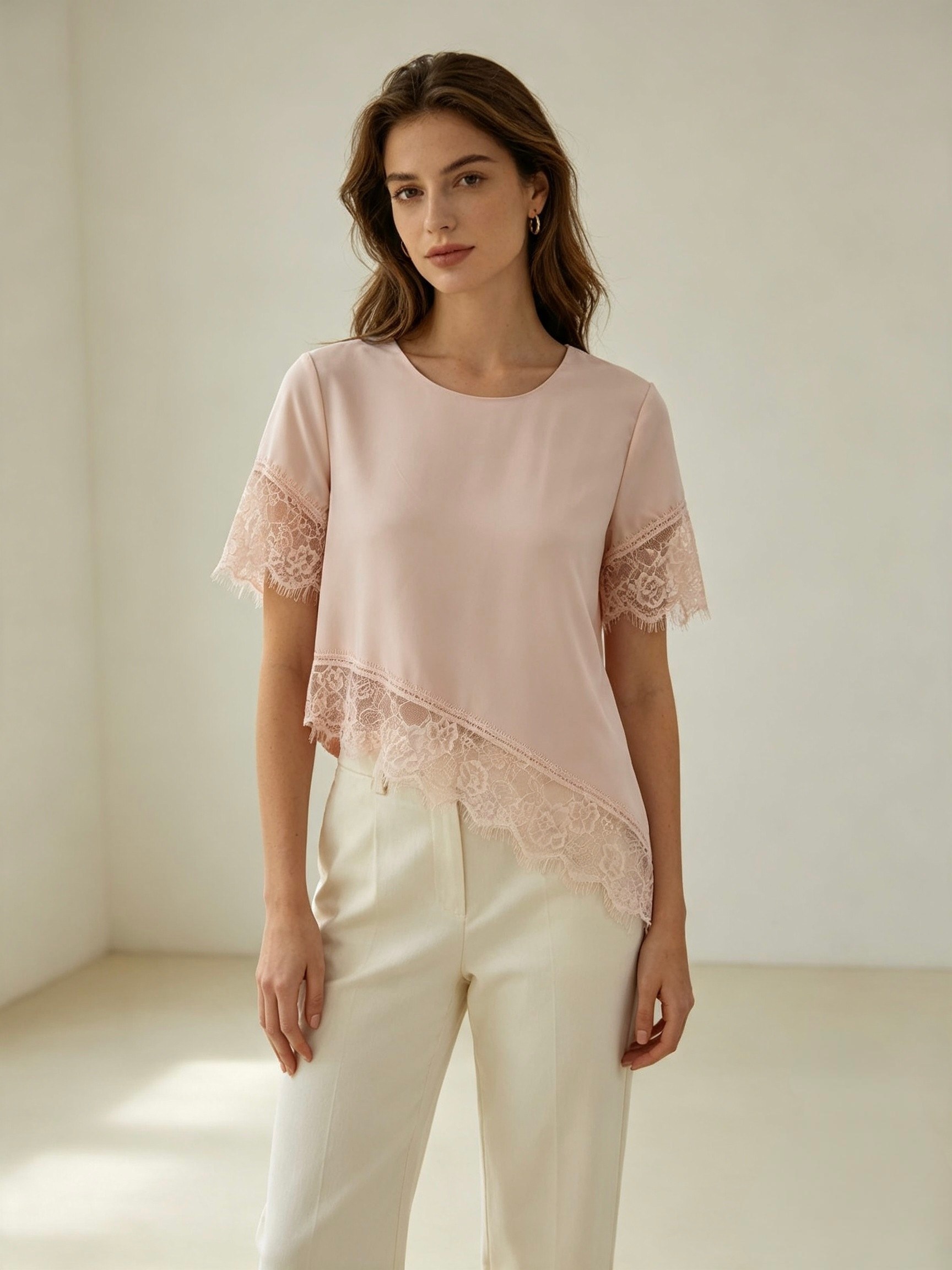 blusa cetim com Renda importado femininas modas H30834