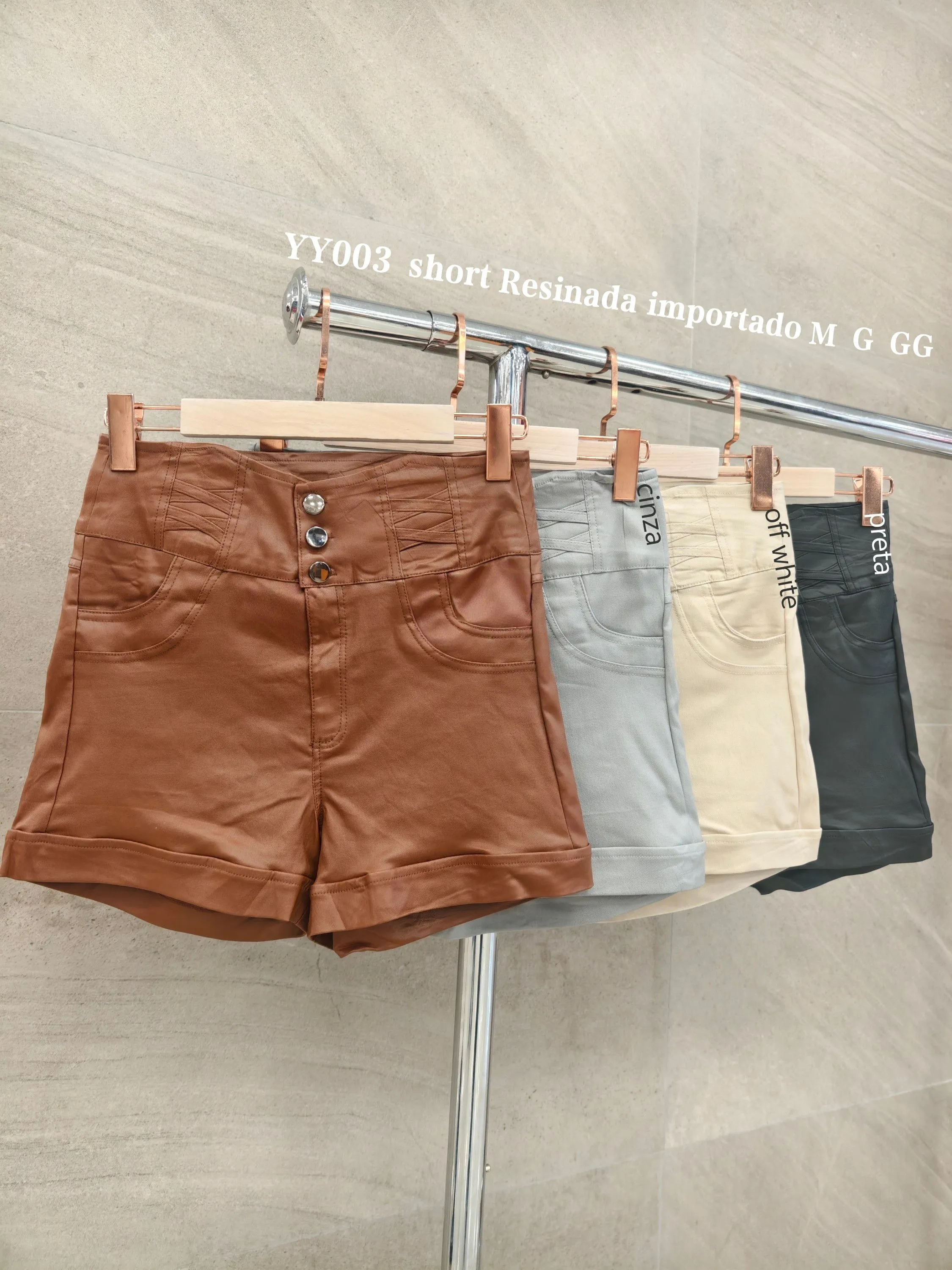 short Resinada importado femininas modas YY003