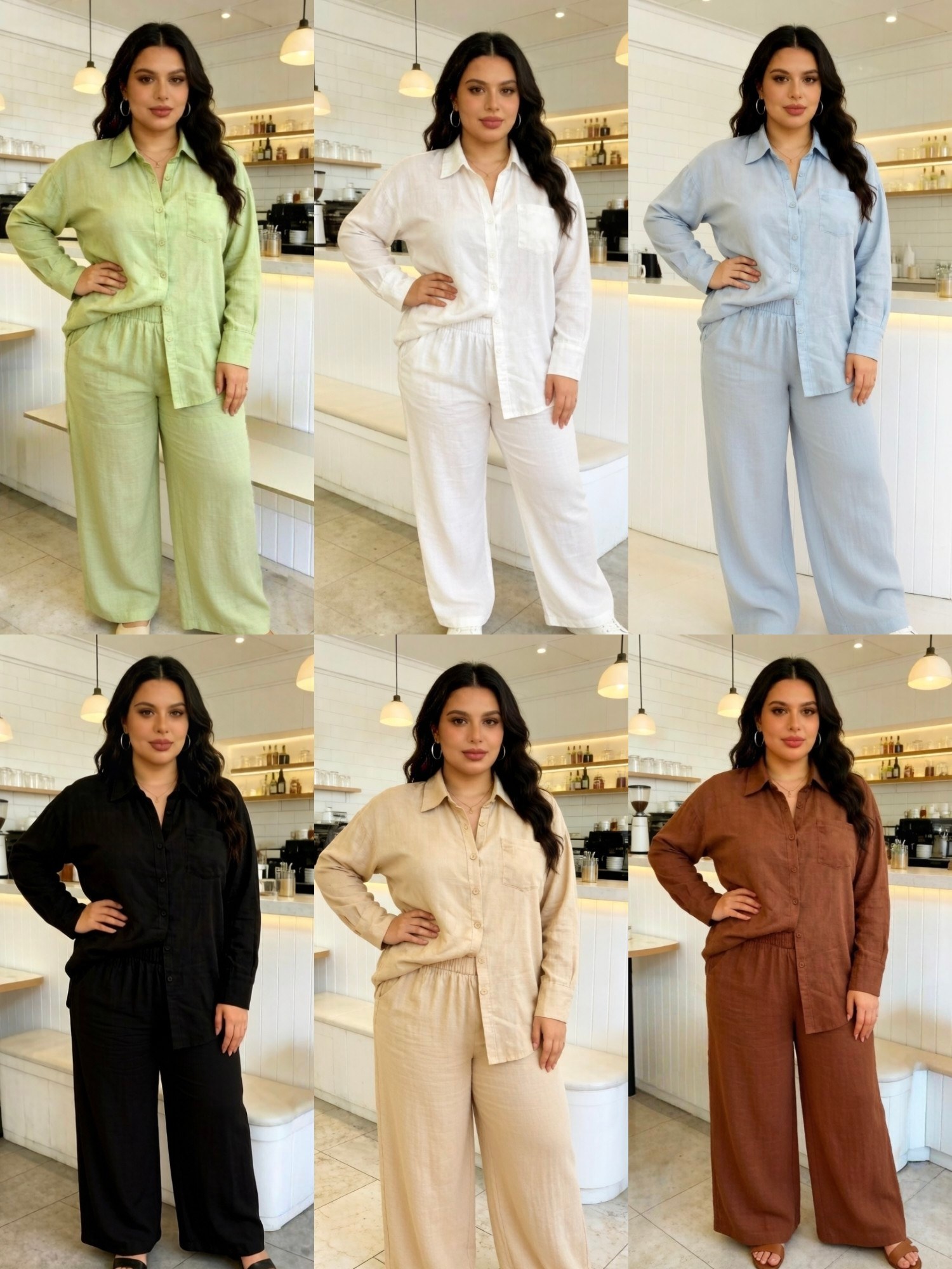 conjunto plus size Linho importado femininas modas LD05618P