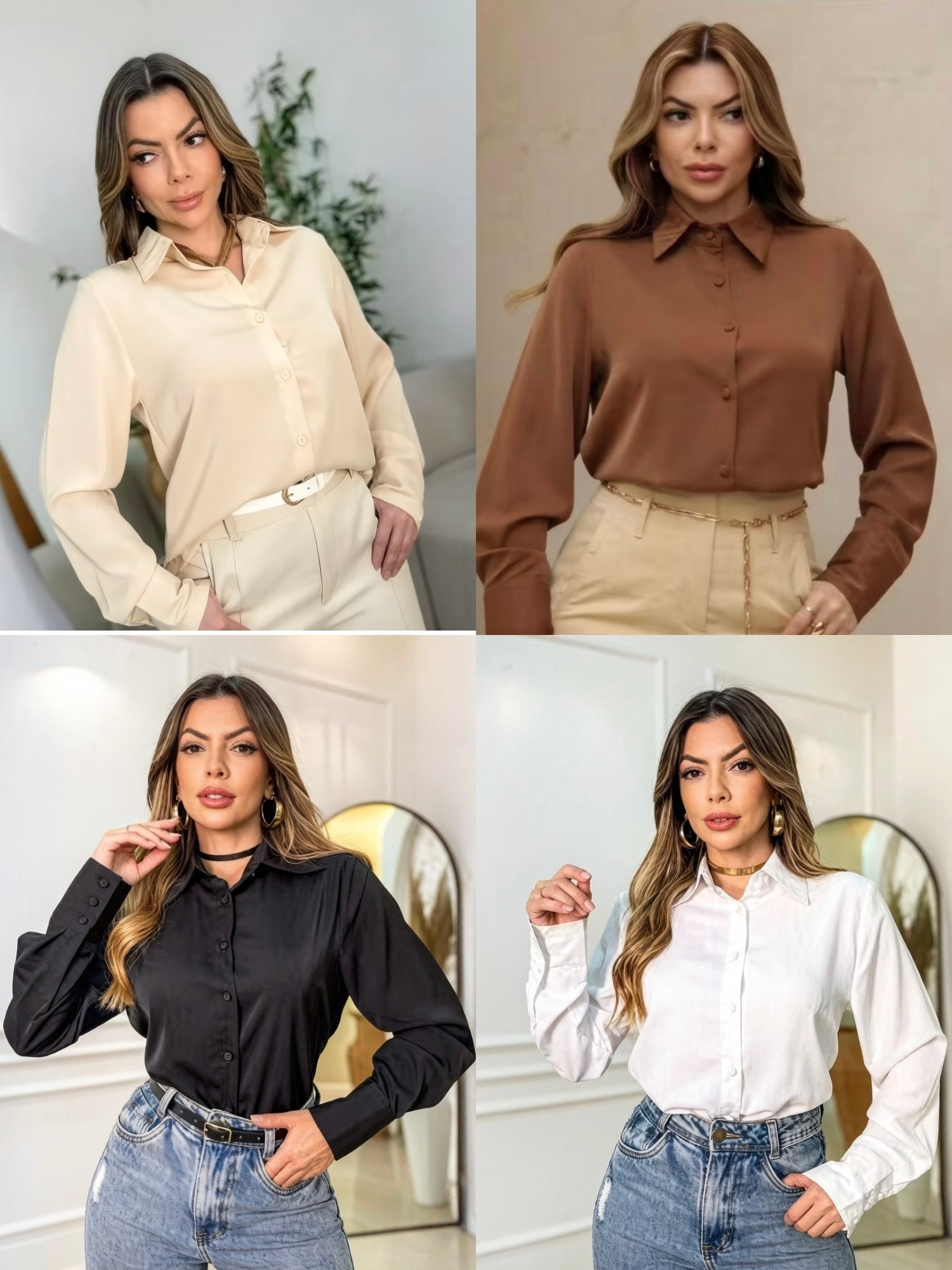 Camisa crepe importado femininas modas F929