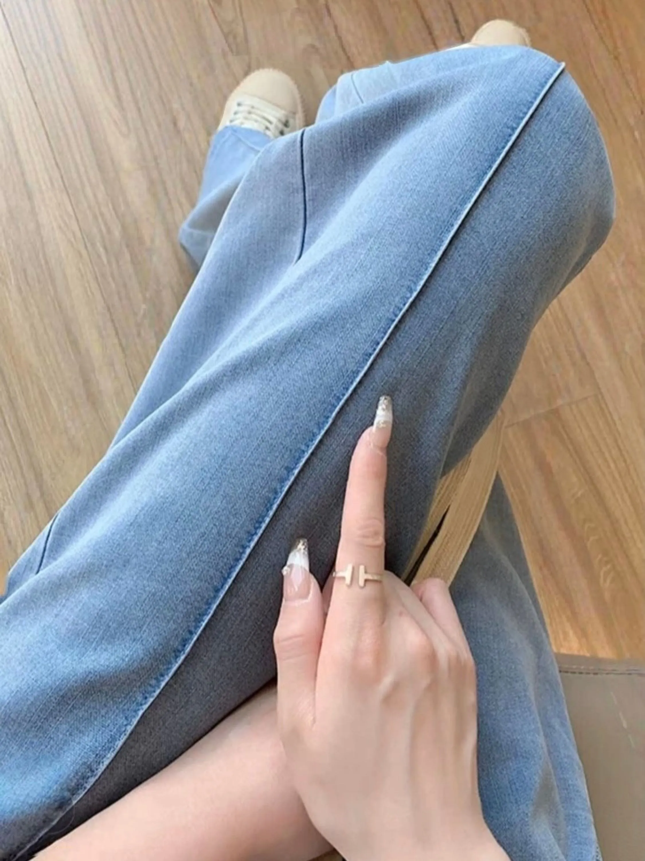 Calça jeans de seda importado femininas modas YZ-003