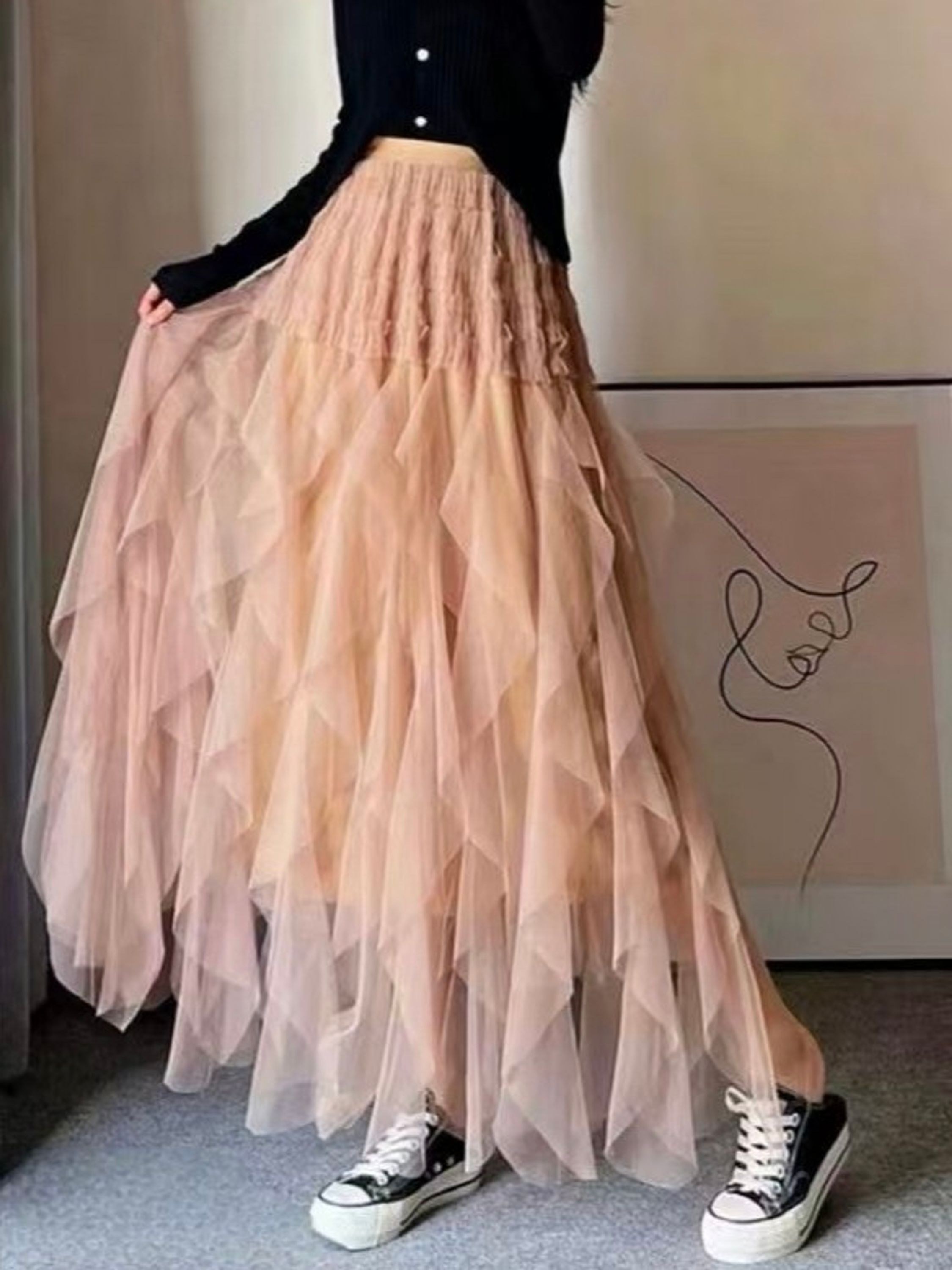 Saia Tule babado importado femininas Modas A820