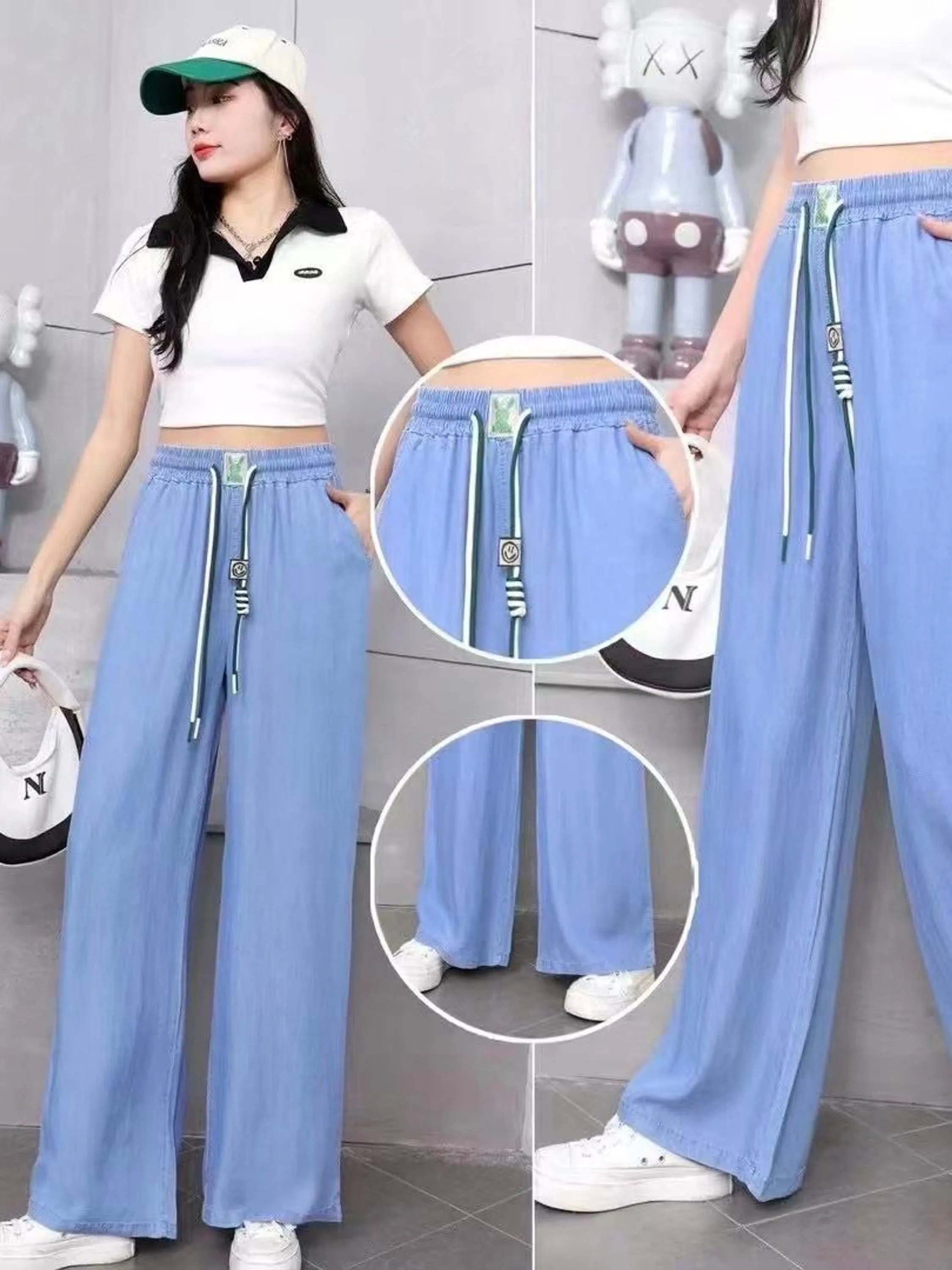 Calça Jeans de seda  importado femininas modas B77