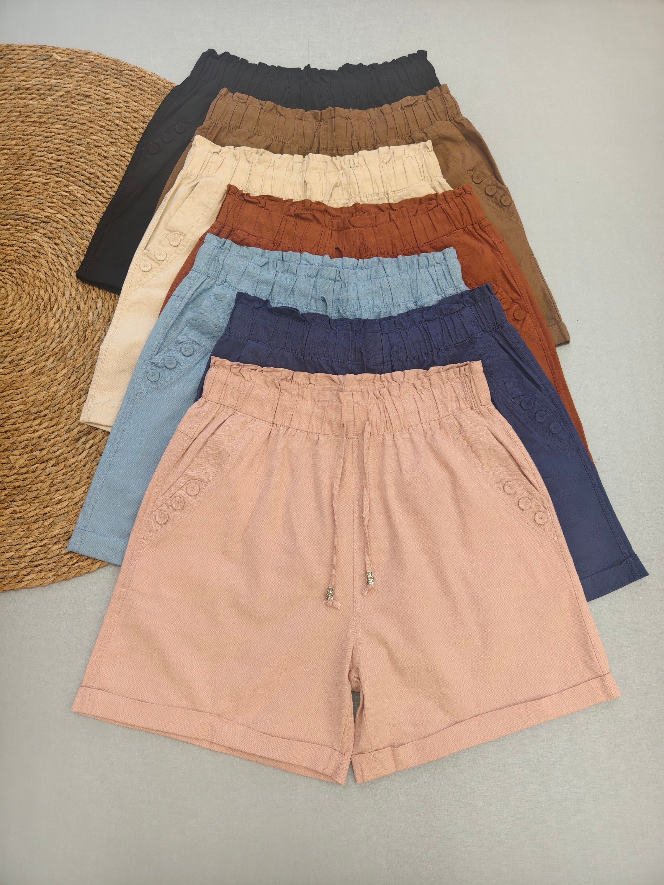 short Linho com Elastico importado femininas modas M302M