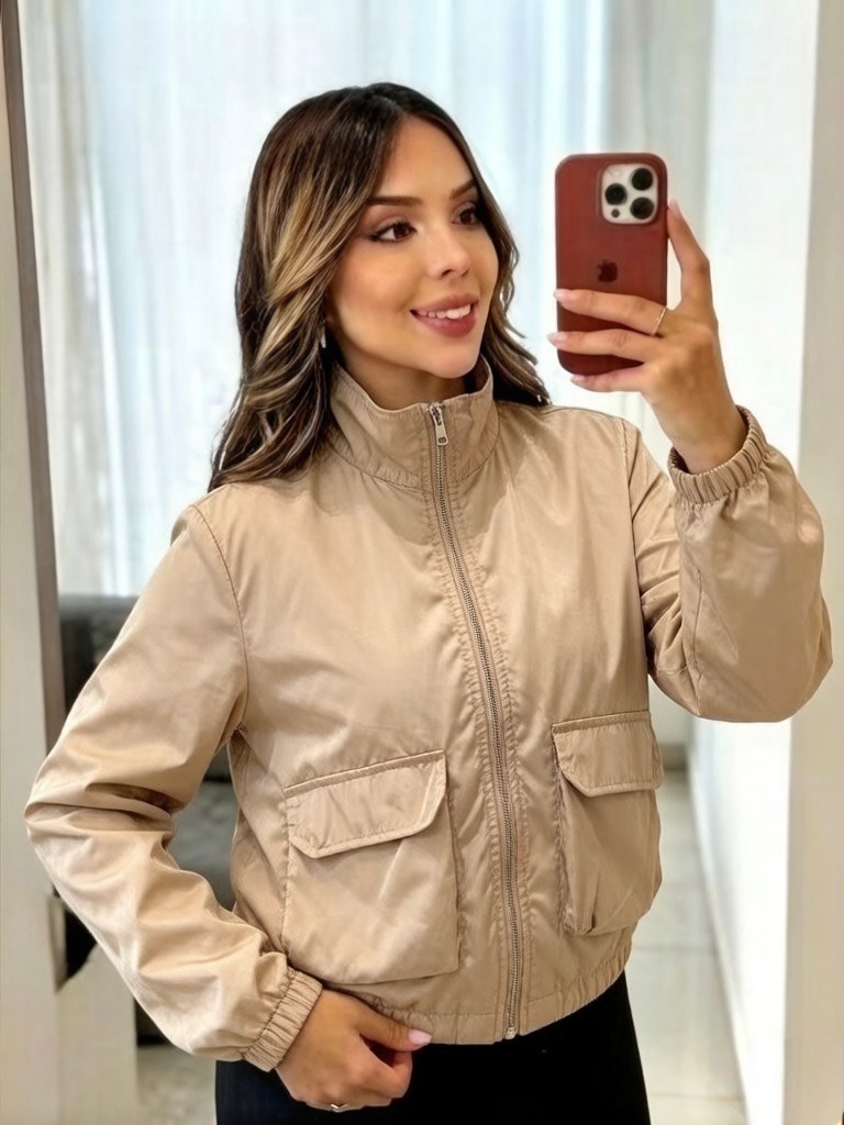 blusa corta vento com forro femininas modas JF8305