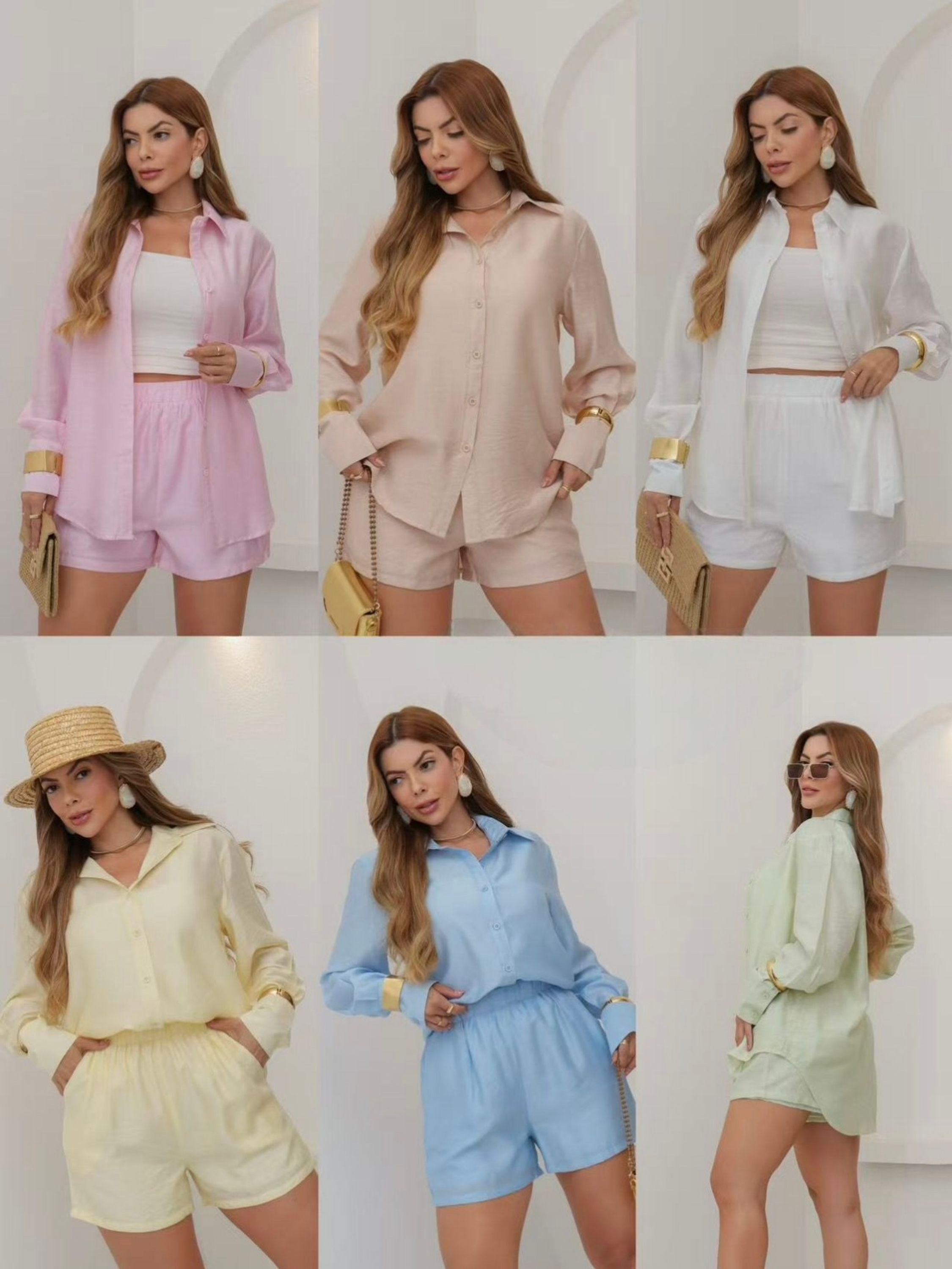 conjunto Linho importado femininas modas(short+forro)LS196