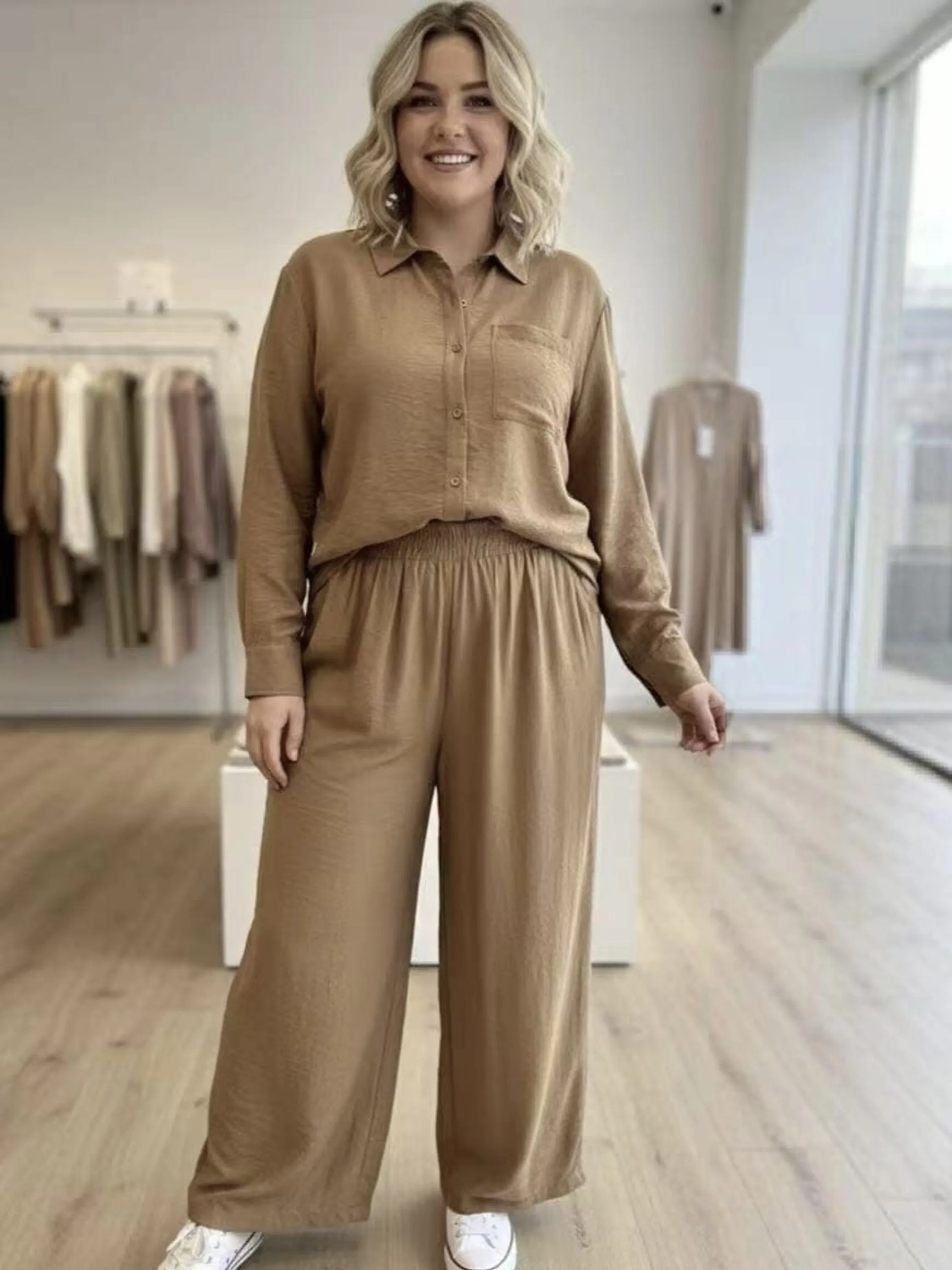 Conjunto plus size Linho importado femininas modas J5012