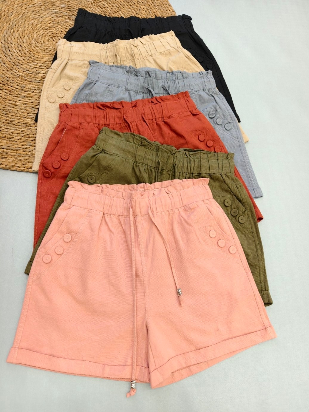 short Linho com Elastico importado femininas modas M3099