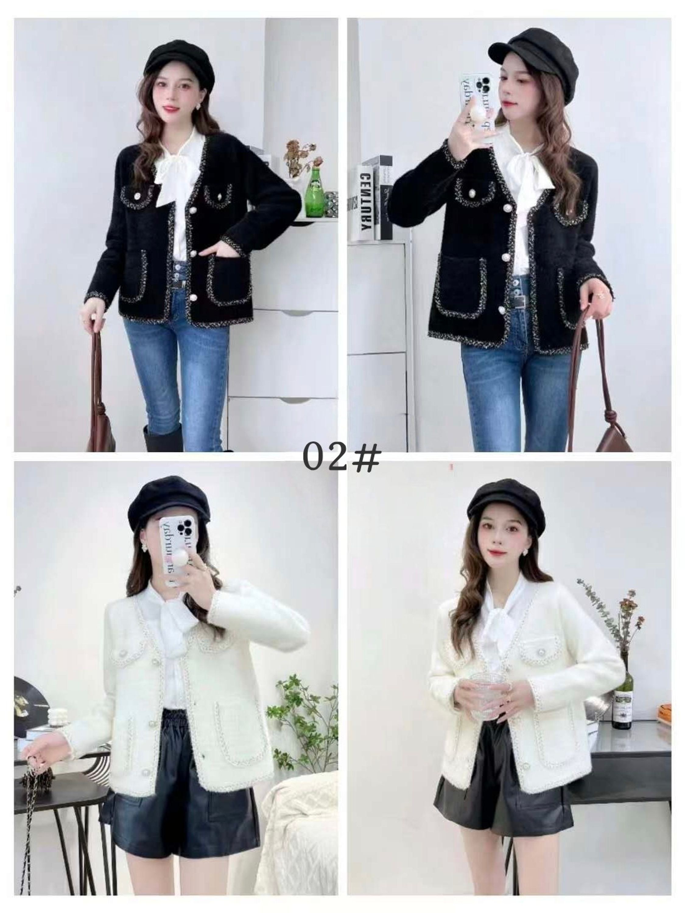 Jaqueta feminina vintage francesa gola alta solta 02#