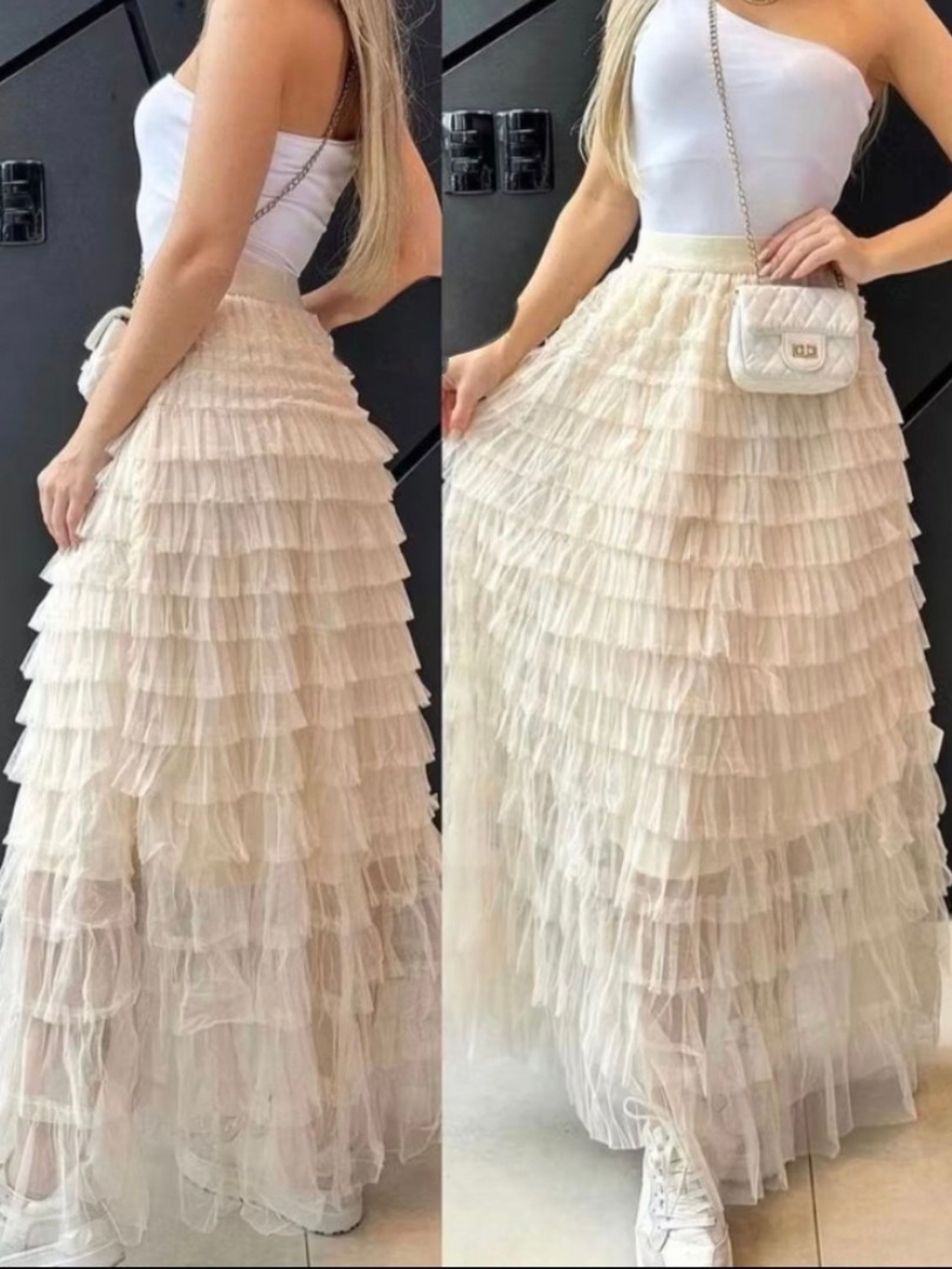 Saia Tule bolo importado femininas modas A801