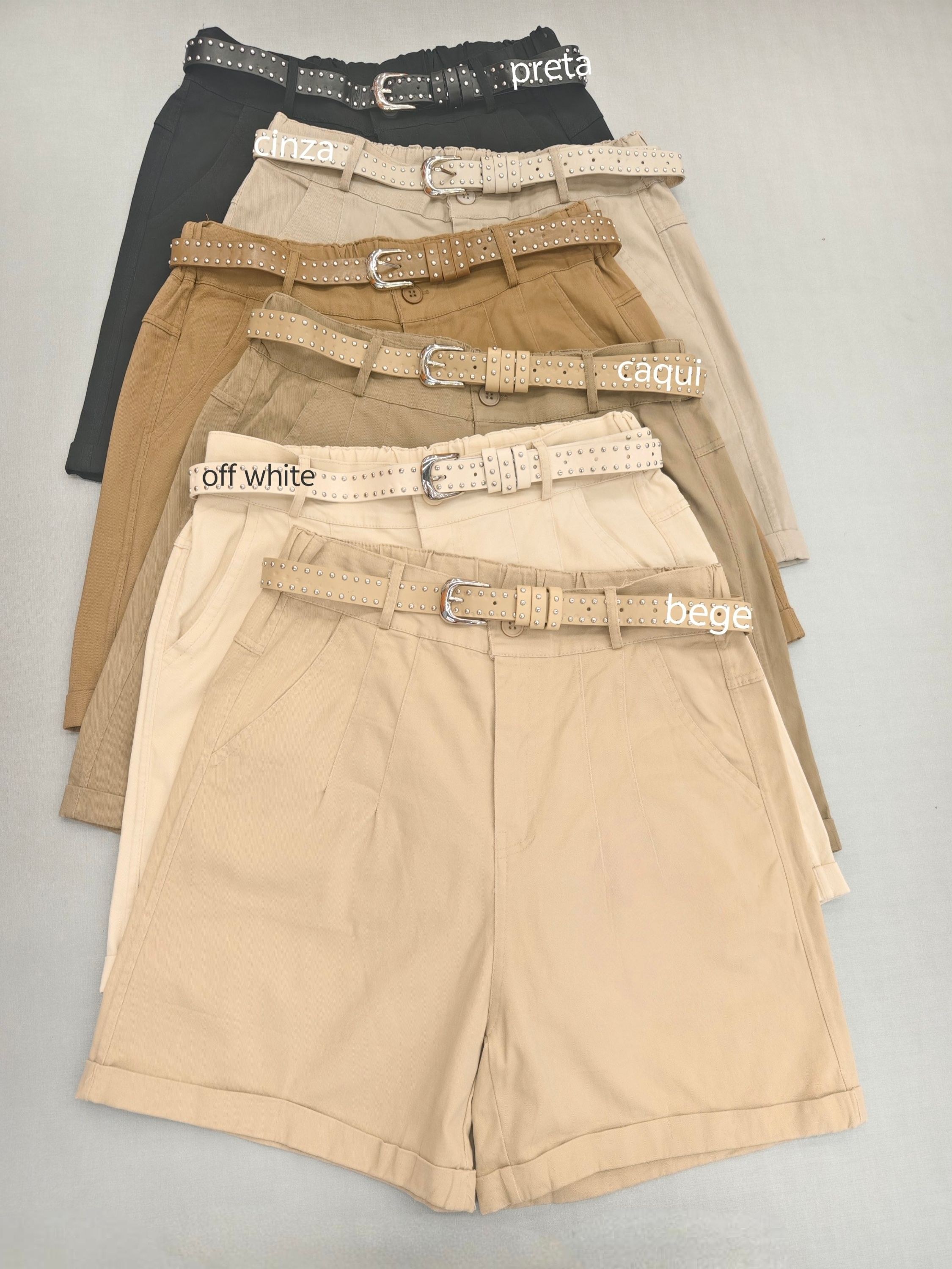 short sarja com Elastico importado femininas modas A2288M