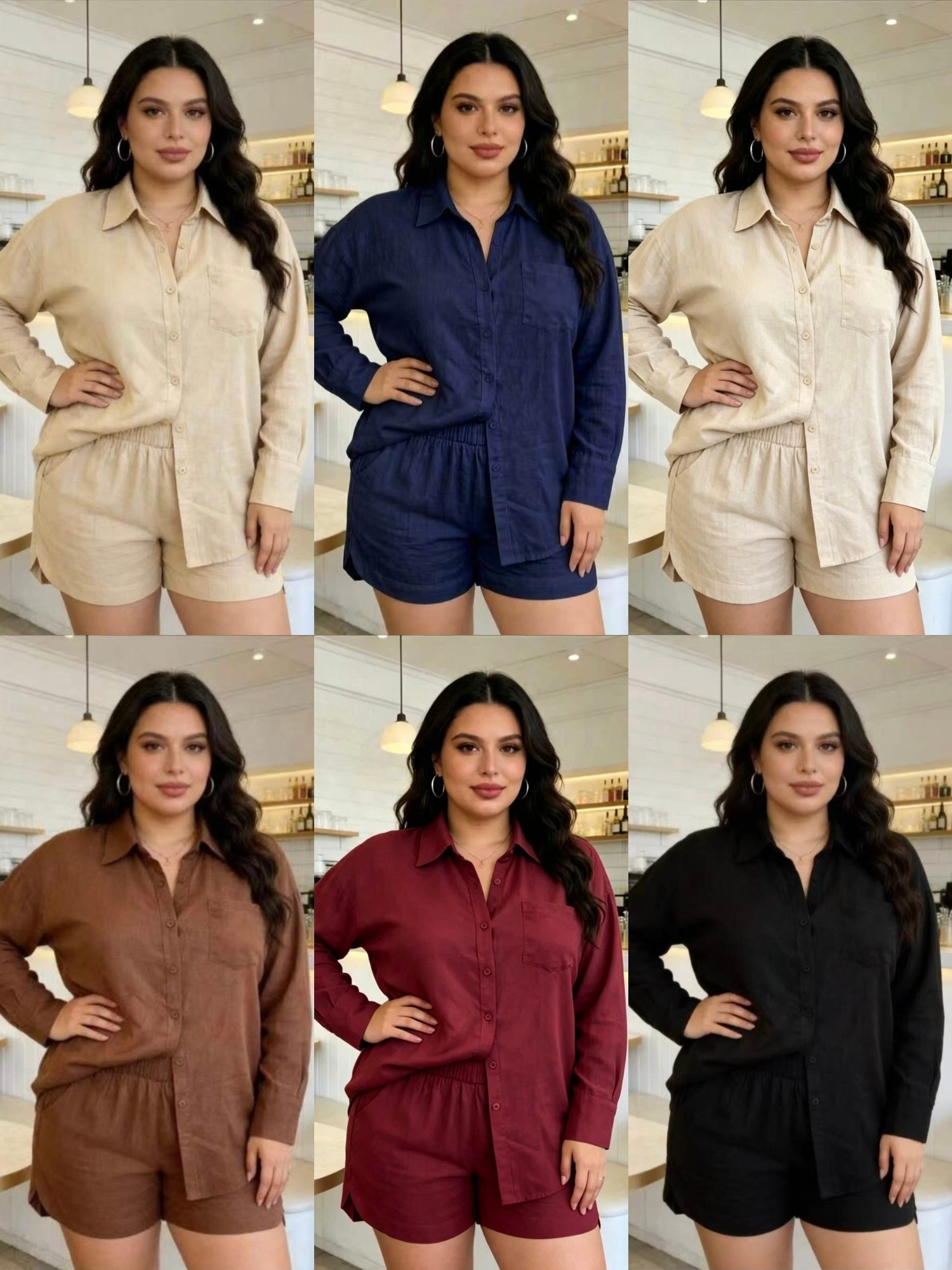 conjunto plus size Linho importado femininas modas LD64616P
