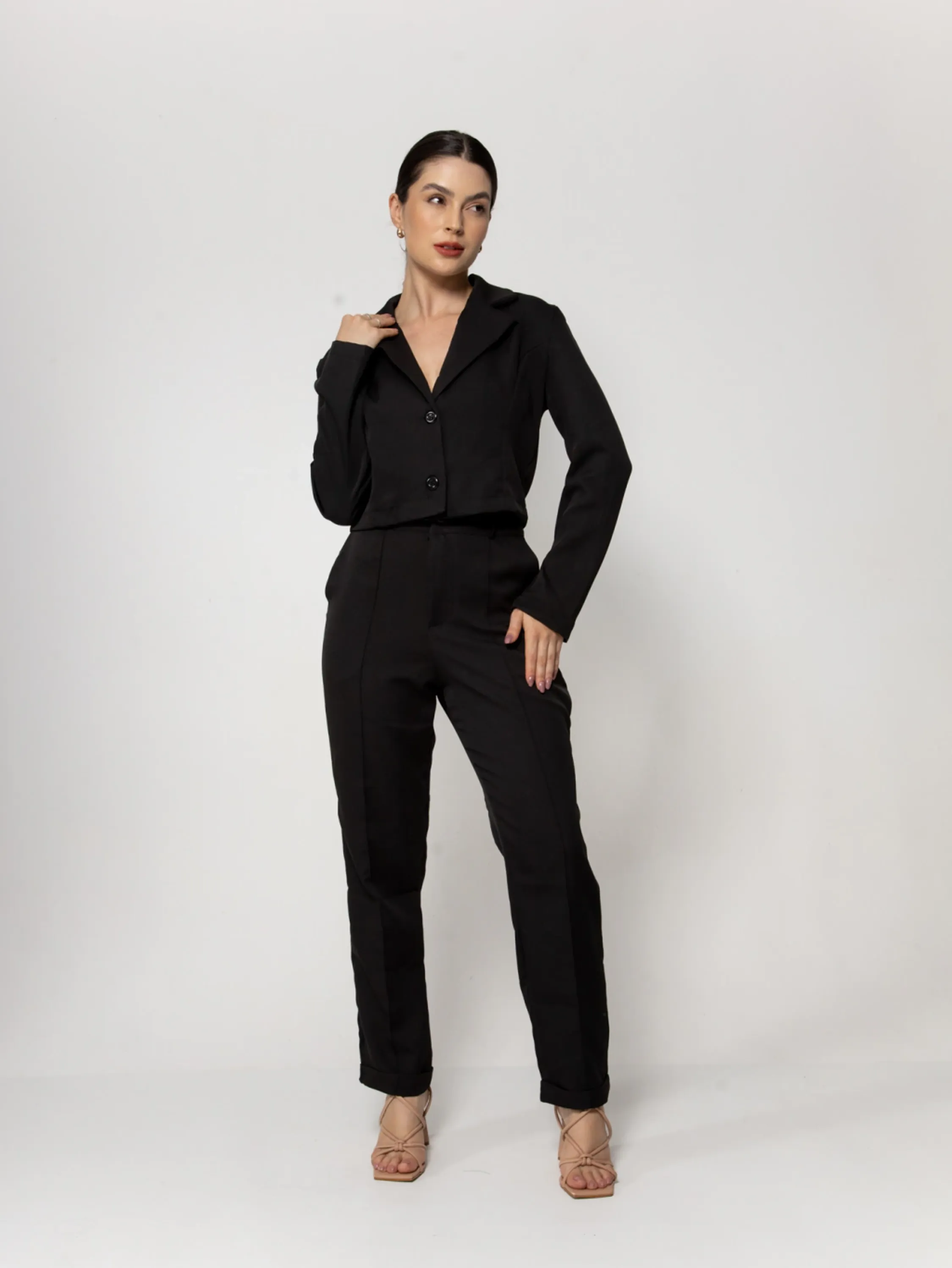 Conjunto Social De Calça E Blazer De Botão Con-0046