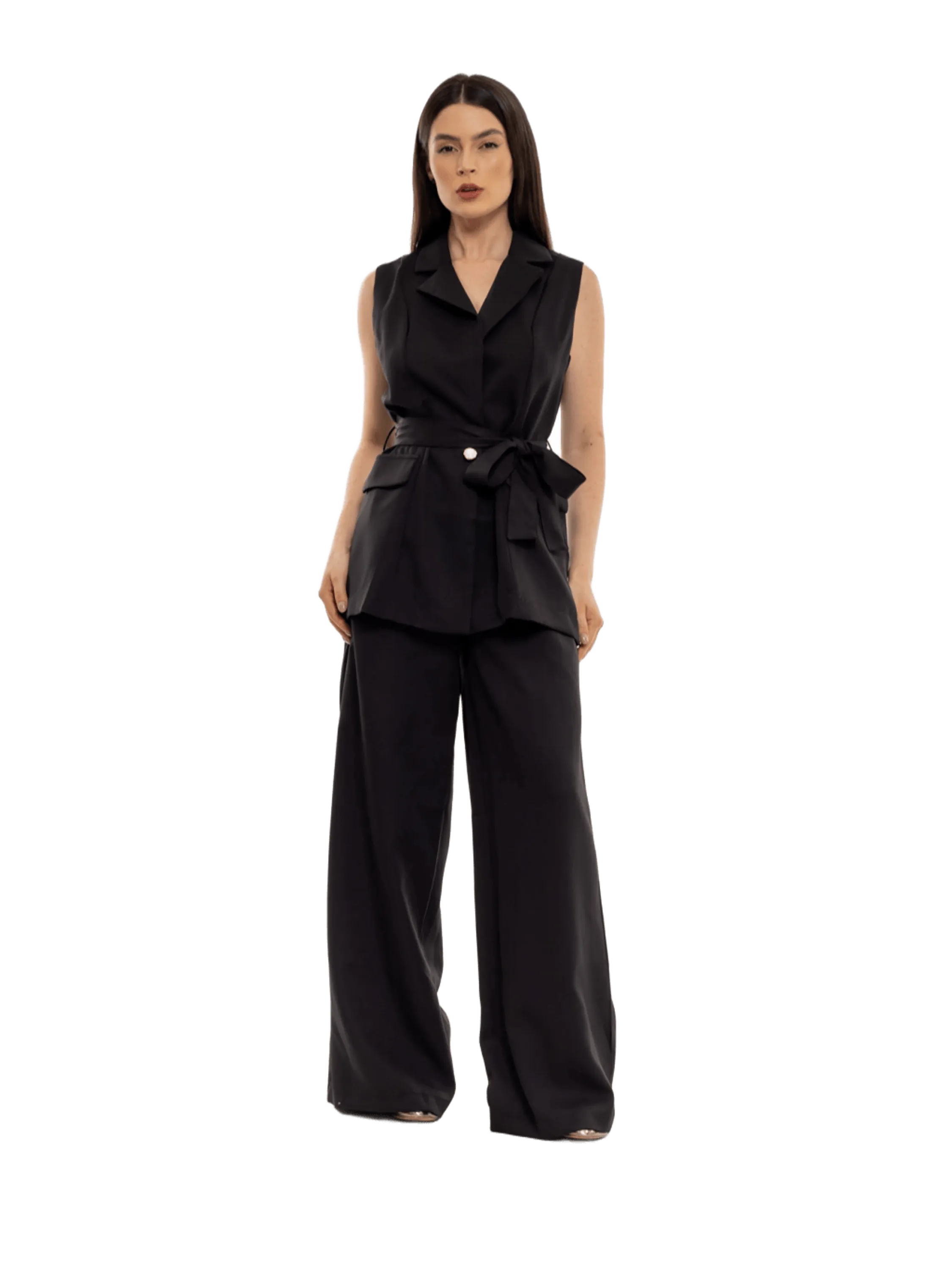 Conjunto Calça Pantalona social e Blazer colete feminino CON-0049