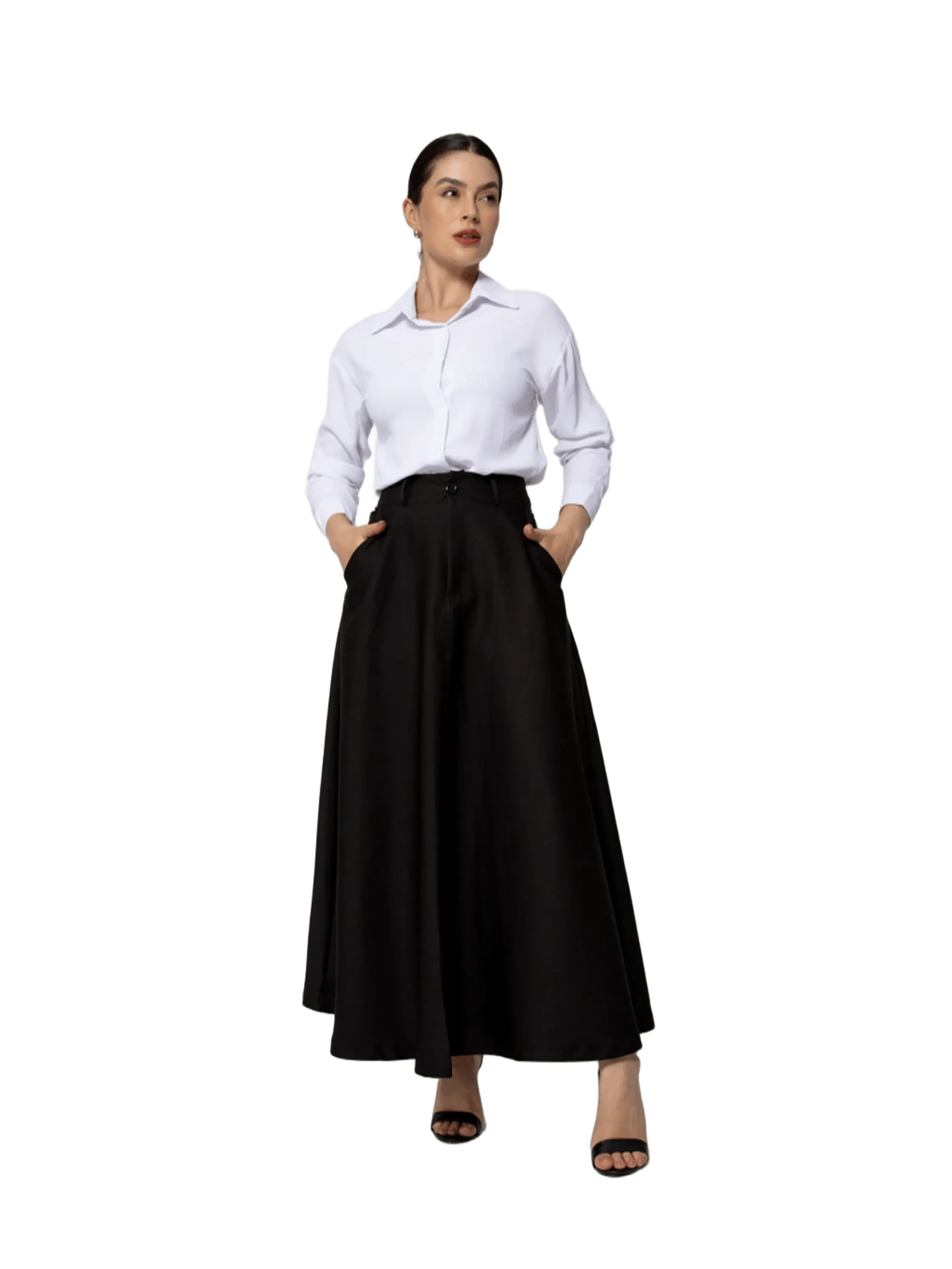 Saia longa feminina social com bolso evangélica ALFAIATARIA sai-007