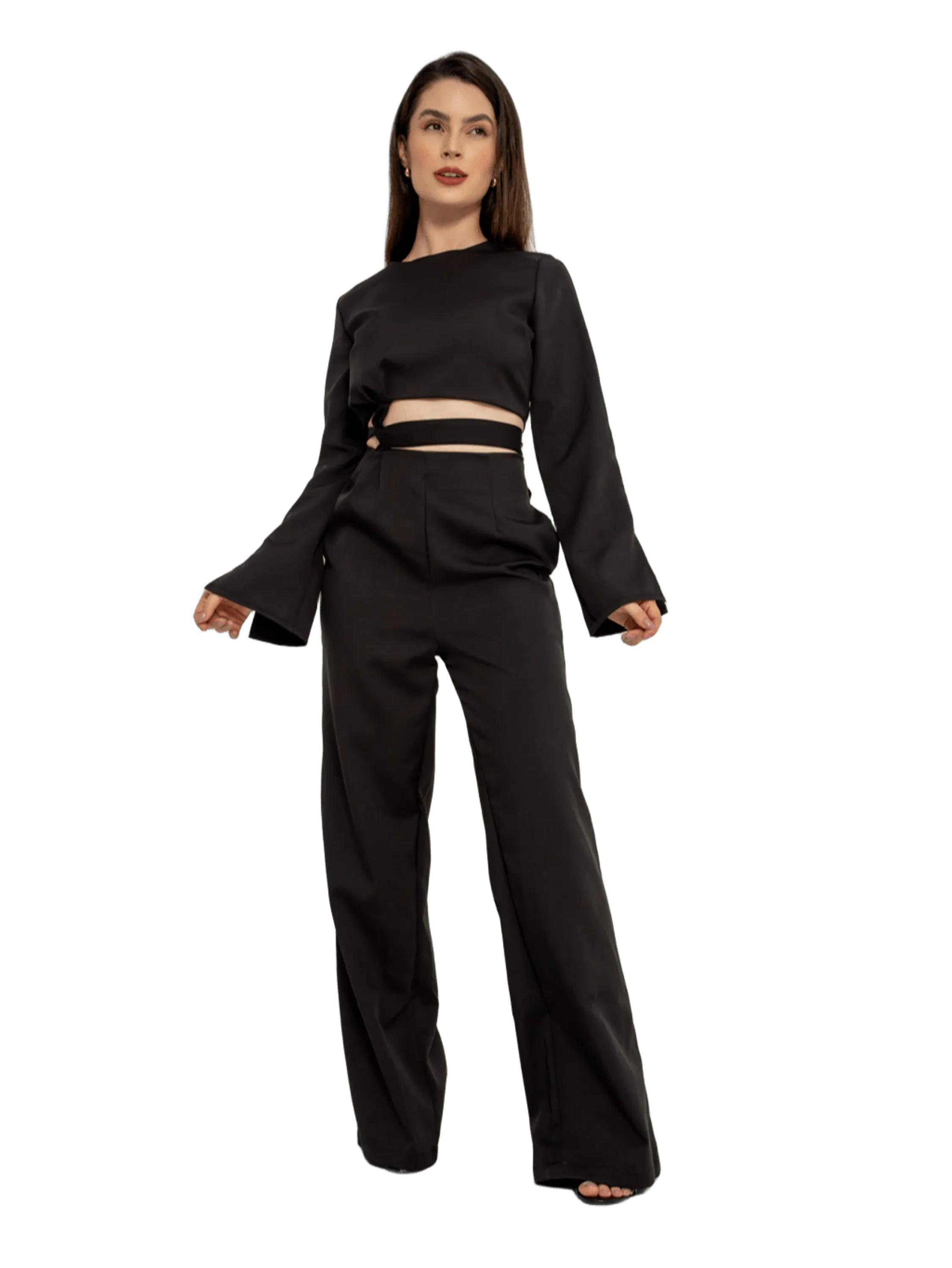 Conjunto Social Calça e Croppet de Amarração alfaiataria CON-0043