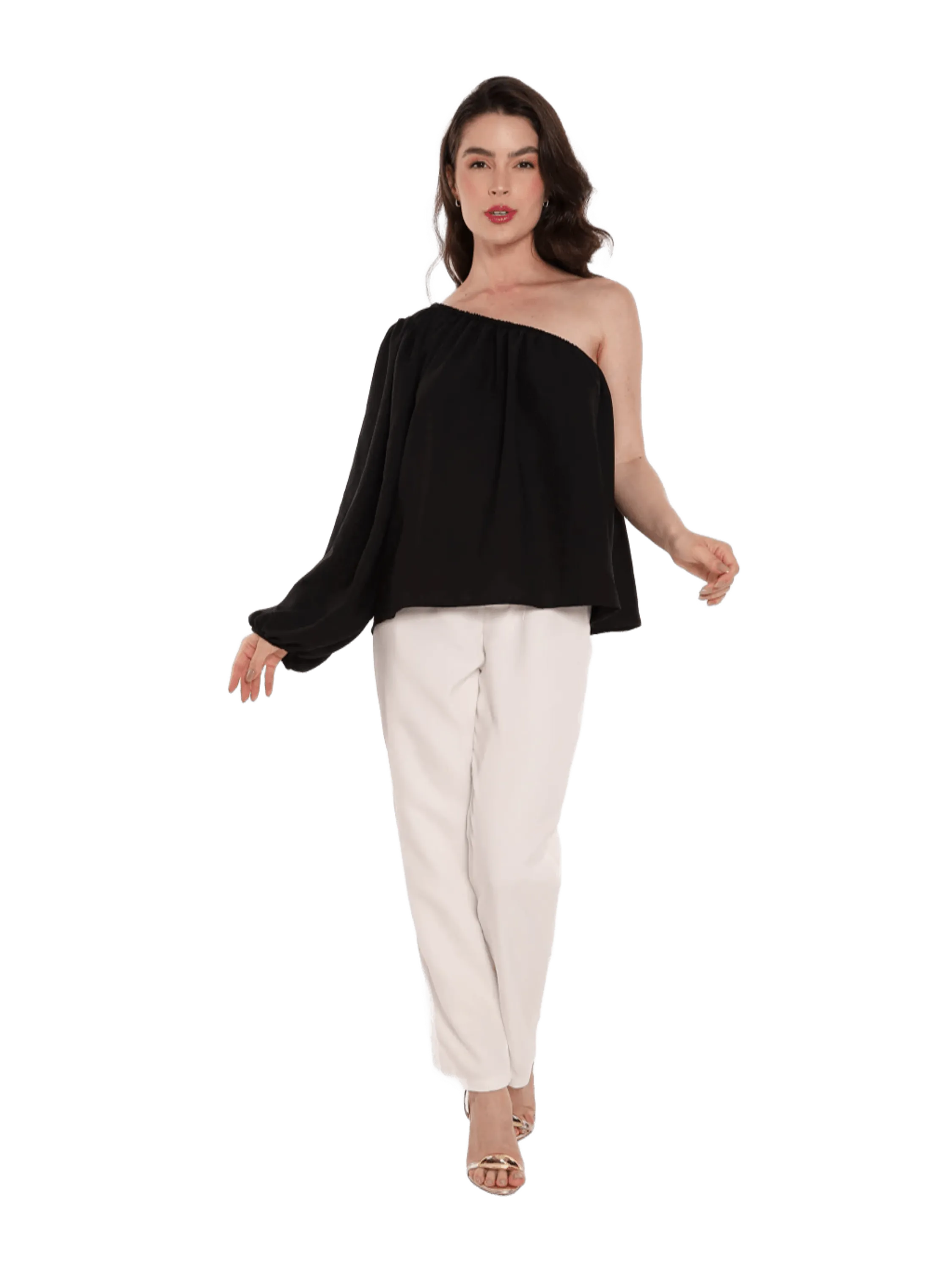 Blusa social feminina manga nula blu-0016