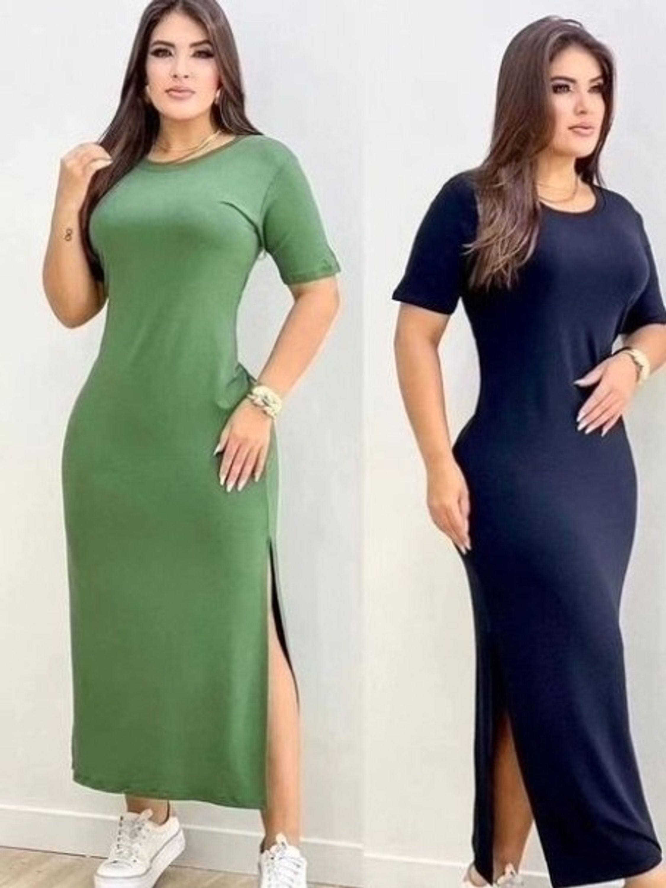 Vistido midi de manga corta