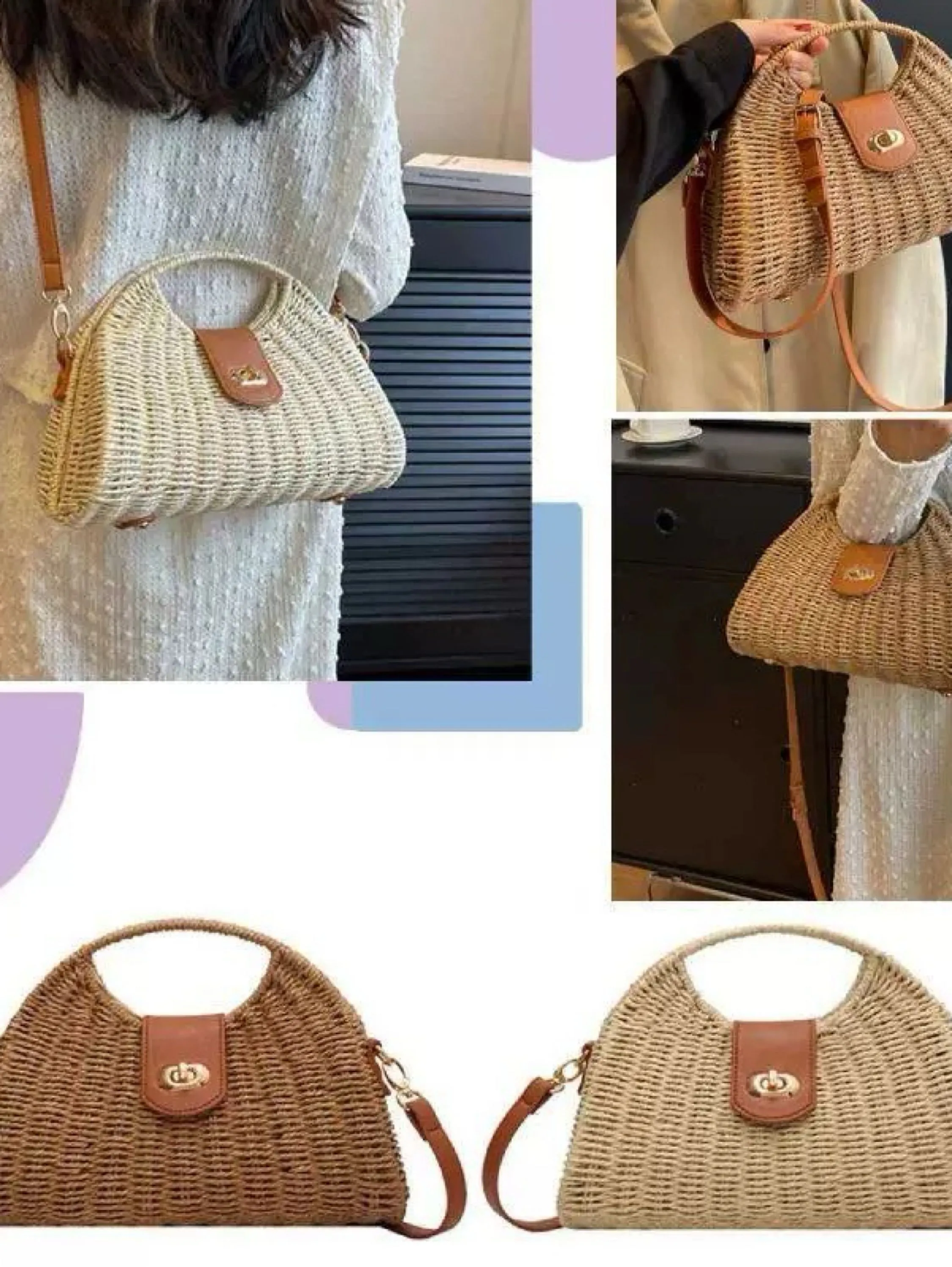 Bolsas femininas crossbody verão tecido concha alça superior