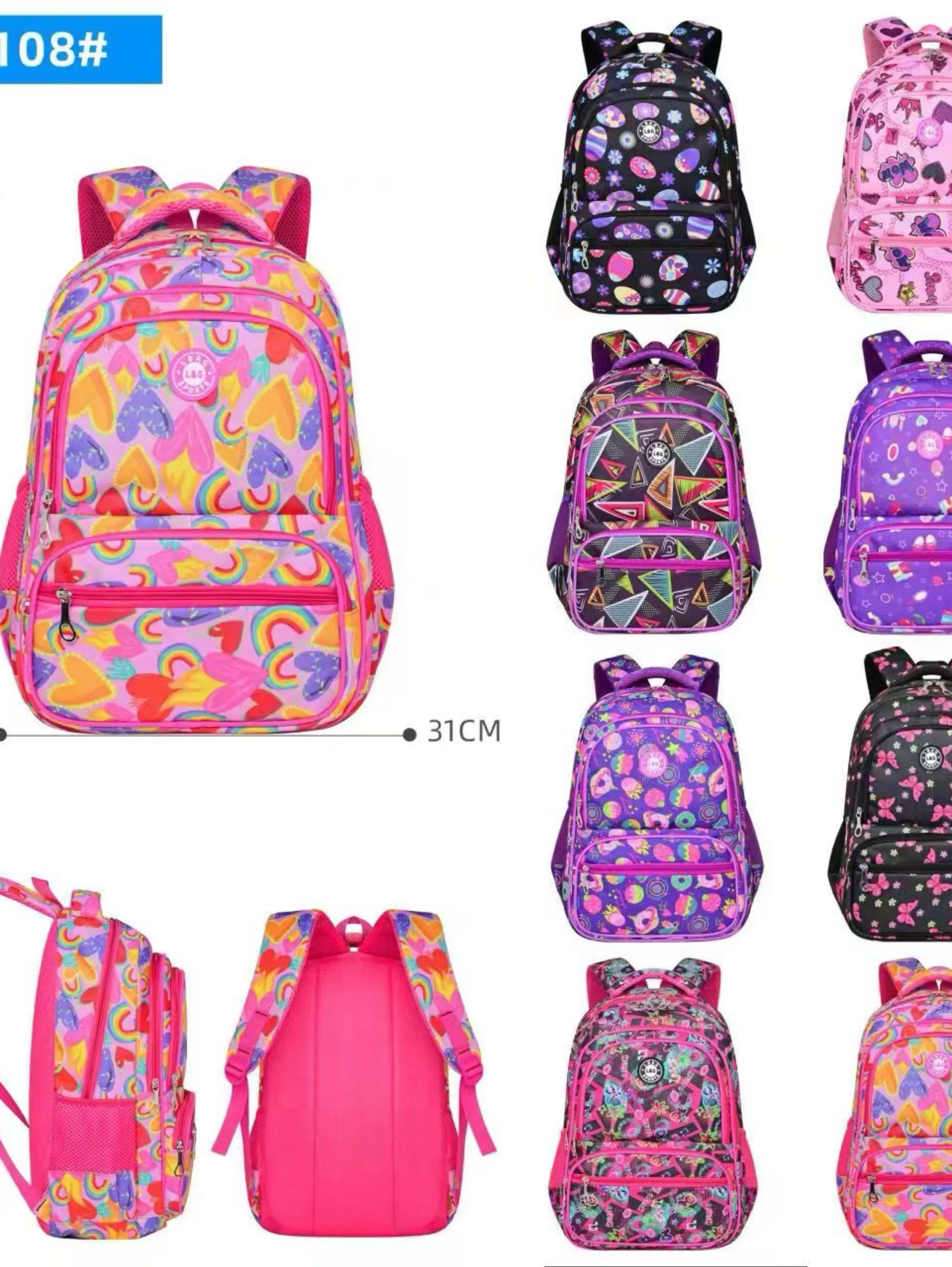 KIT3cores Mochila Femininas Alice Bolsas