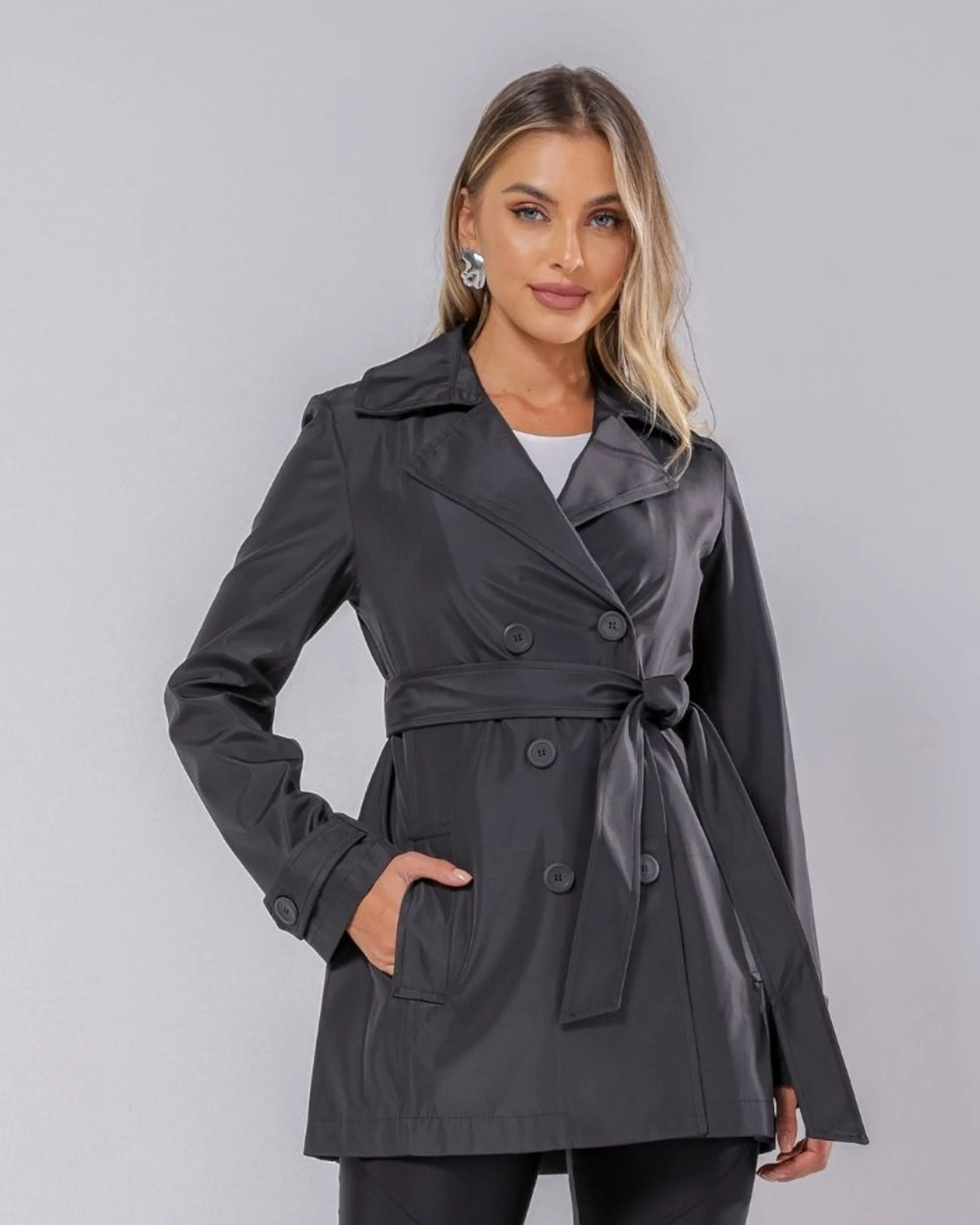 TRENCH COAT TRANSPASSADO PRETO