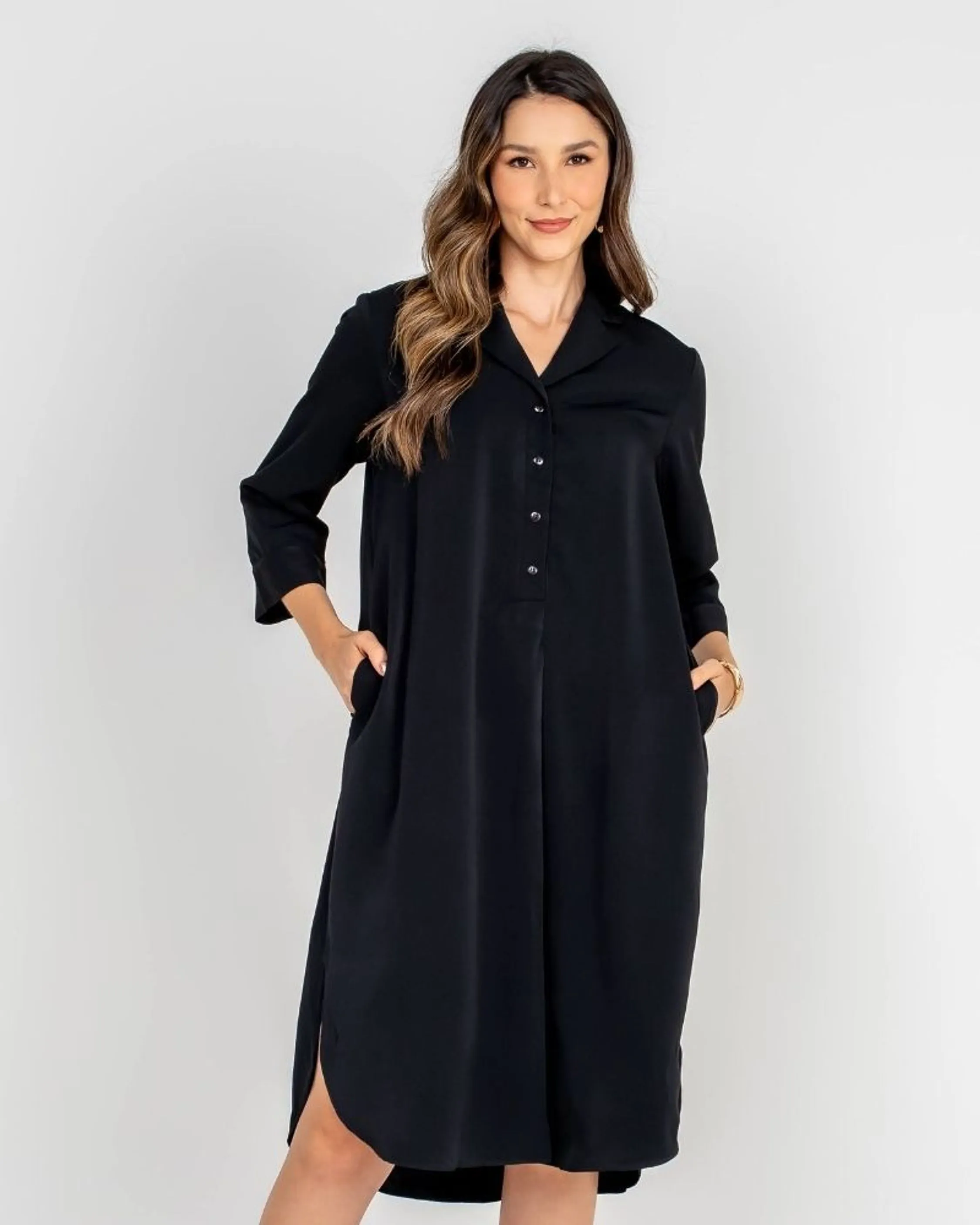 VESTIDO MIDI ALFAIATARIA PRETO