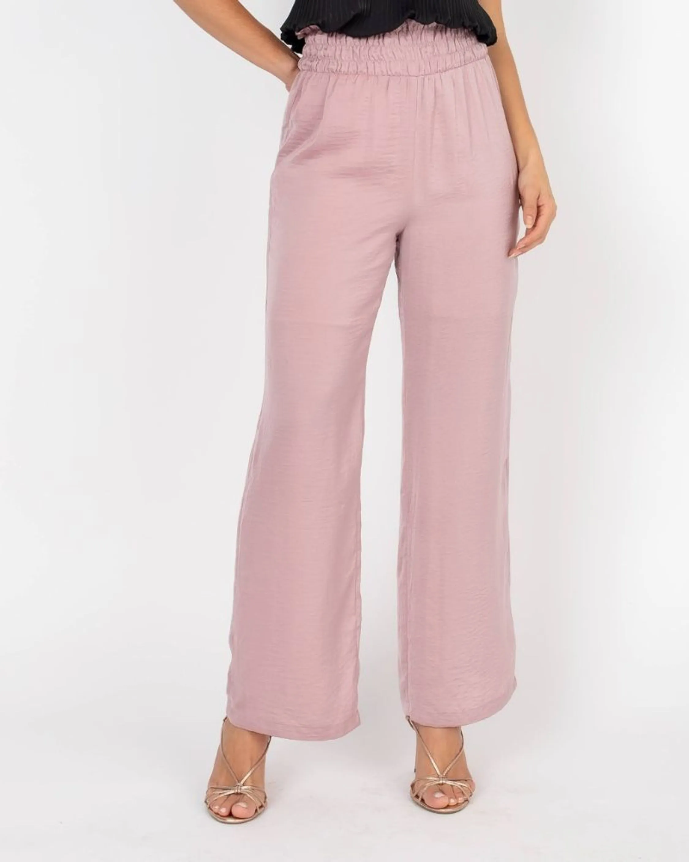 CALÇA PANTALONA ACETINADA ROSE