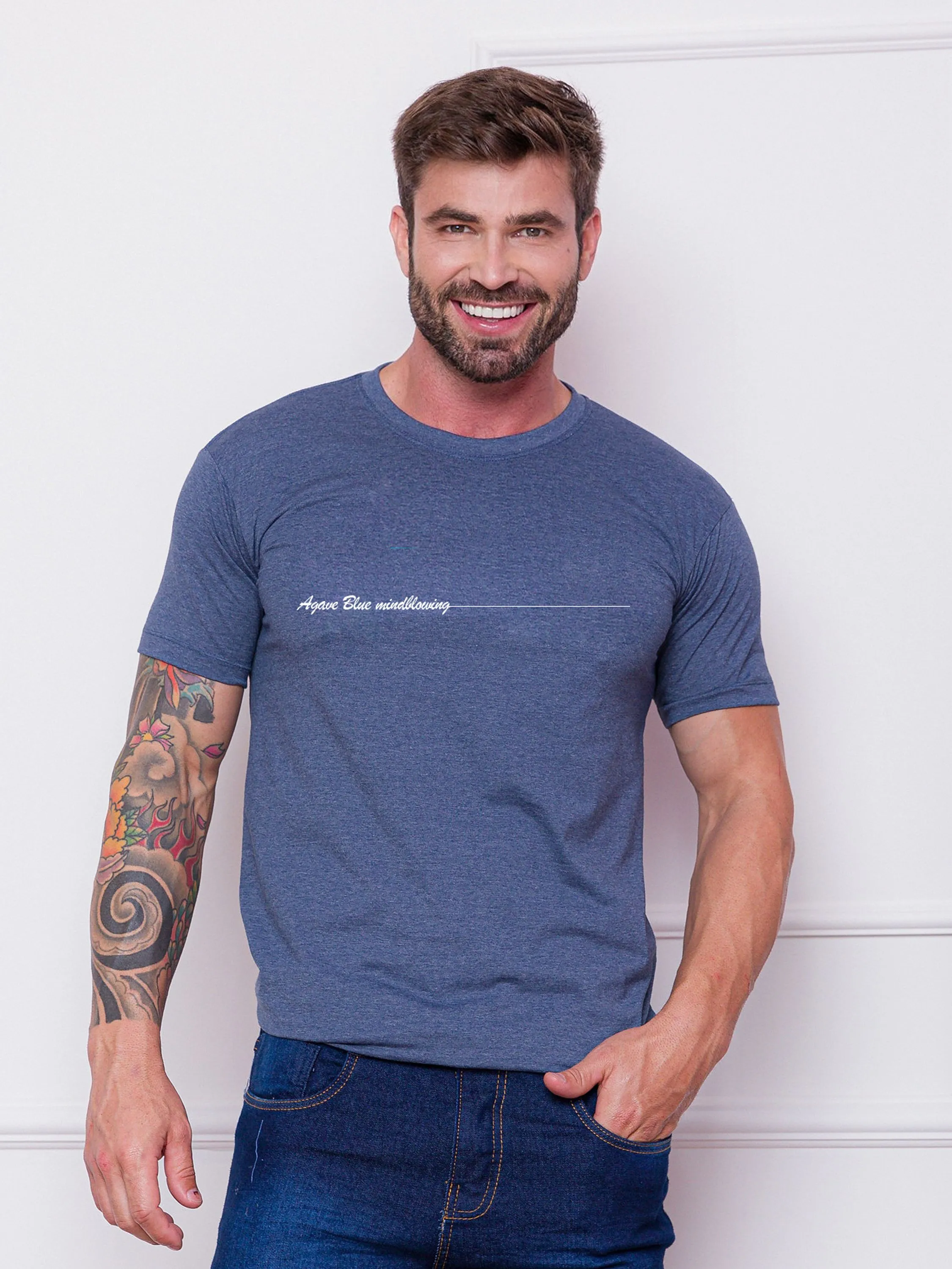 Camiseta Masculina Agave Blue mindblowing Simples Estampada
